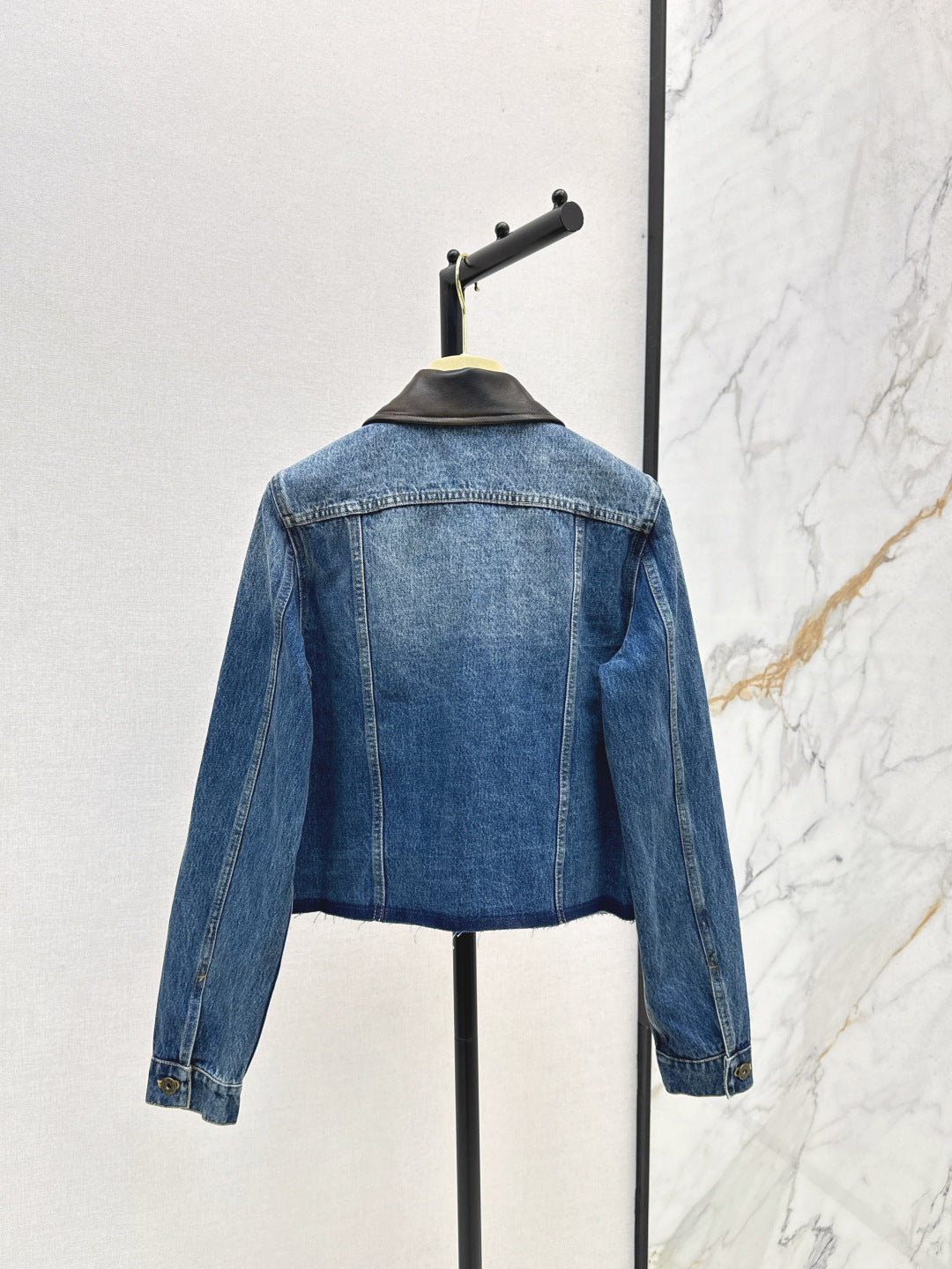 Mi 25 Leather collar denim jacket(BLUE/GRAY)
