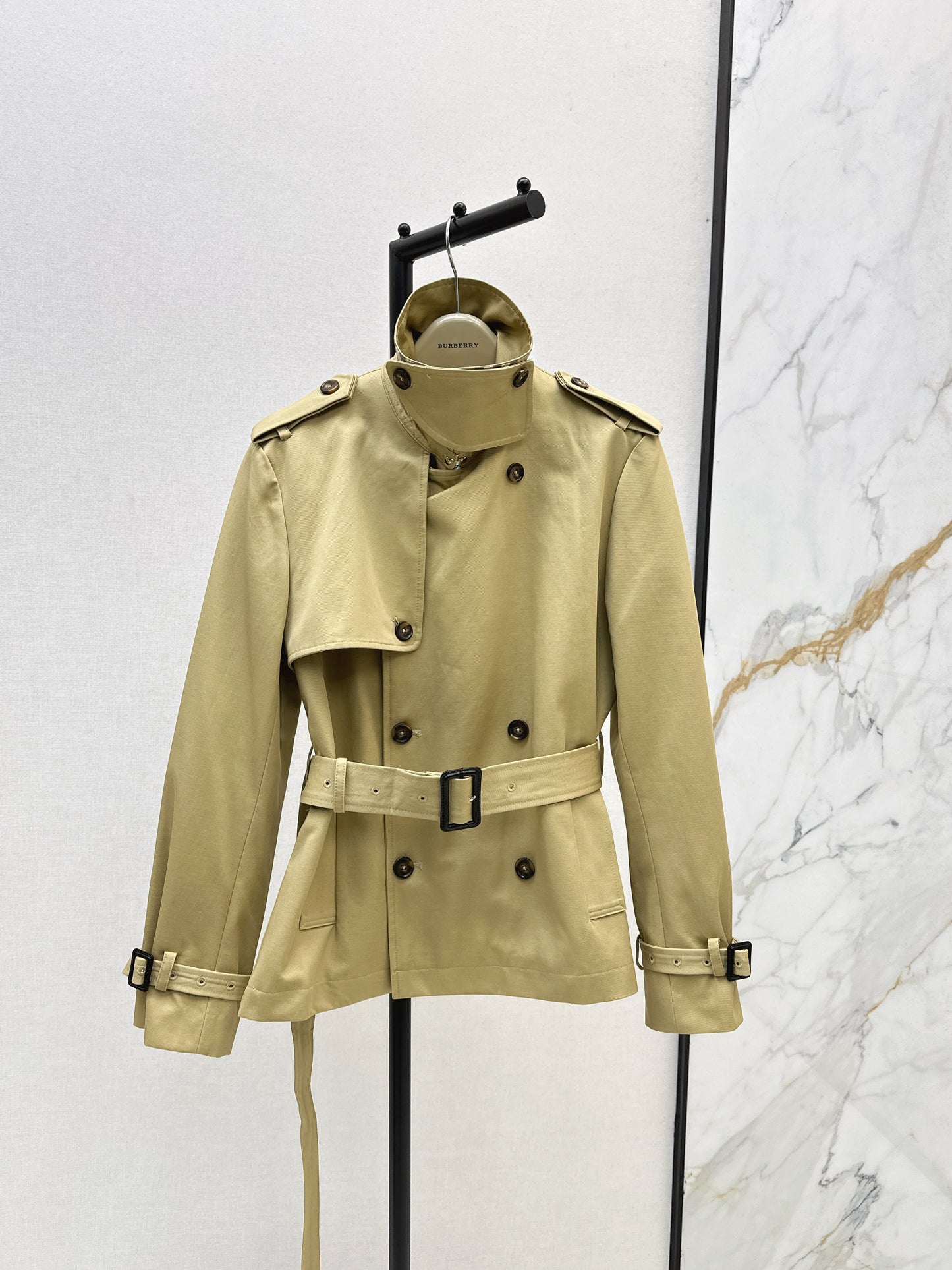 Bru 25 Classic mid-length trench jacket(BLACK/KHAKI)