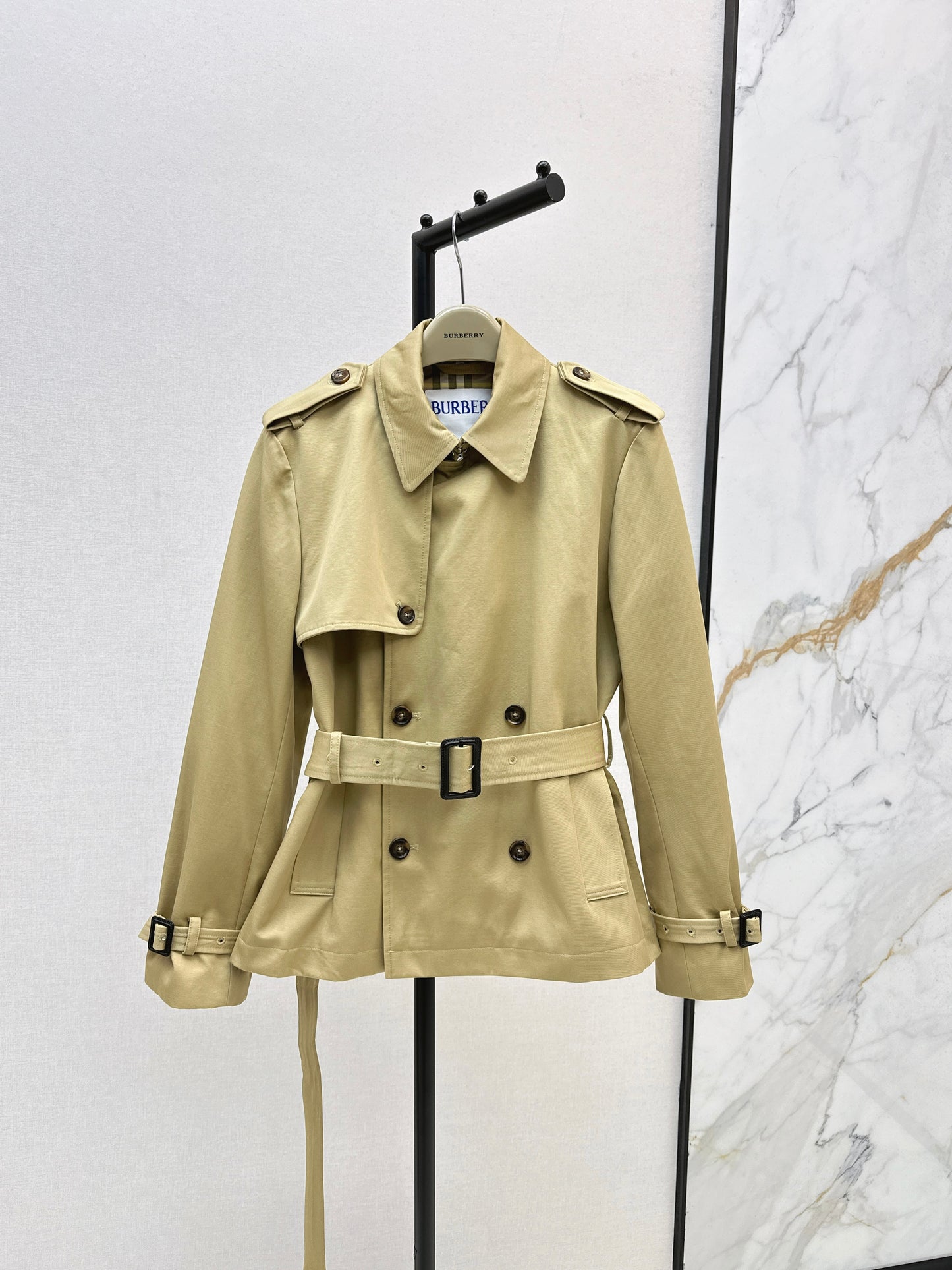Bru 25 Classic mid-length trench jacket(BLACK/KHAKI)
