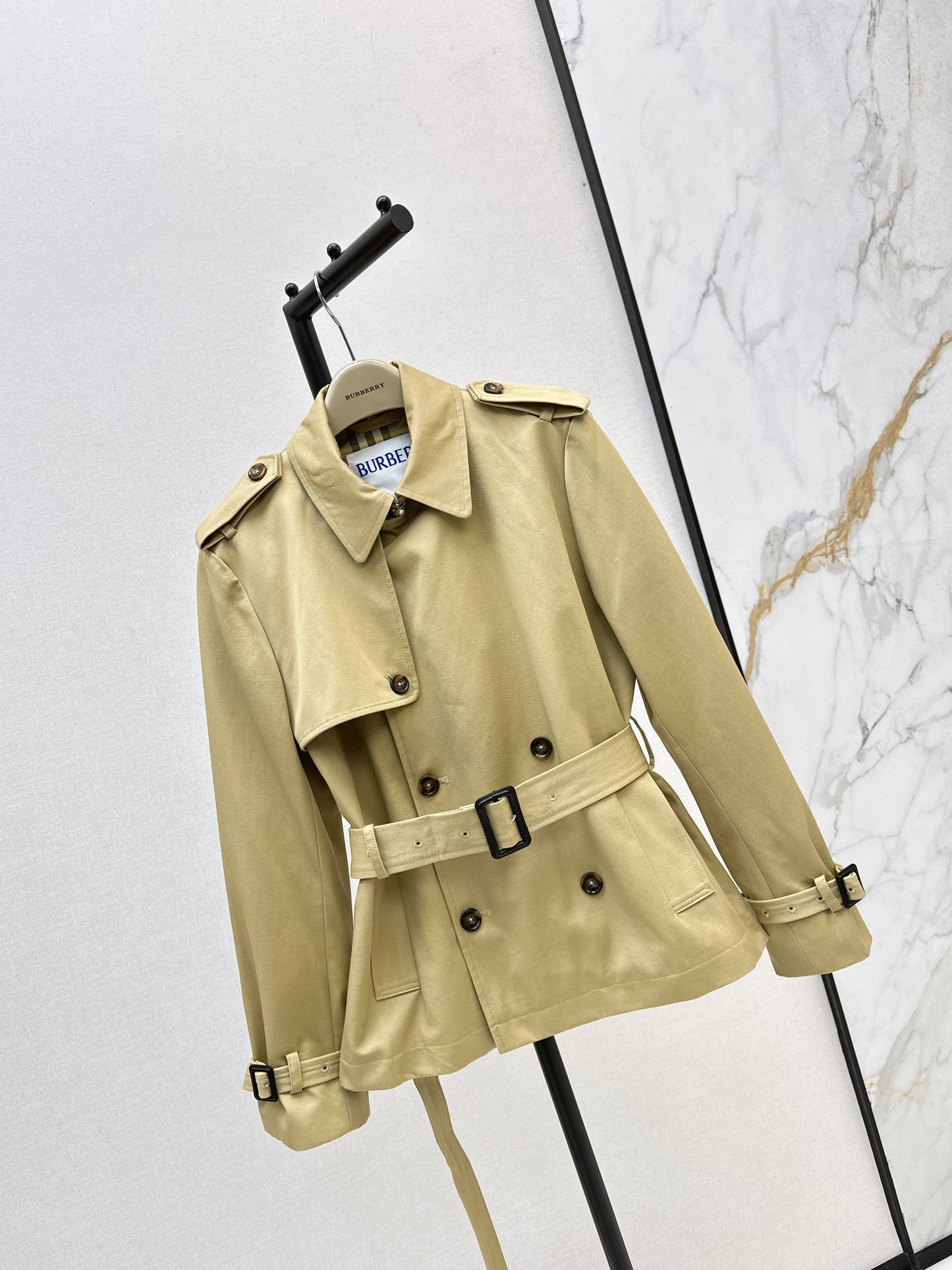 Bru 25 Classic mid-length trench jacket(BLACK/KHAKI)