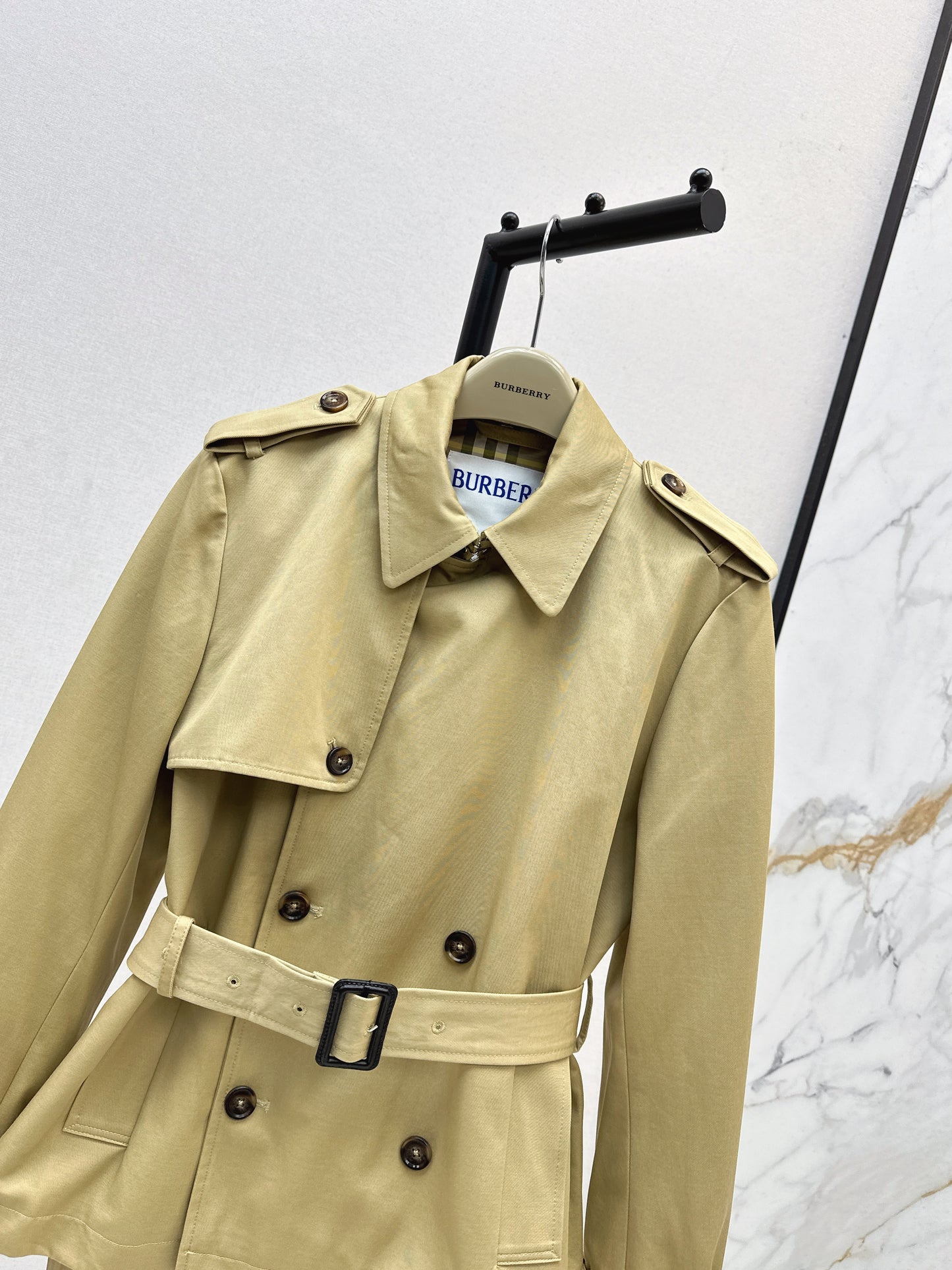 Bru 25 Classic mid-length trench jacket(BLACK/KHAKI)