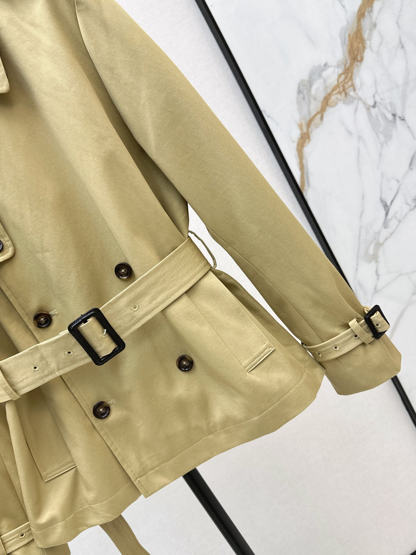 Bru 25 Classic mid-length trench jacket(BLACK/KHAKI)