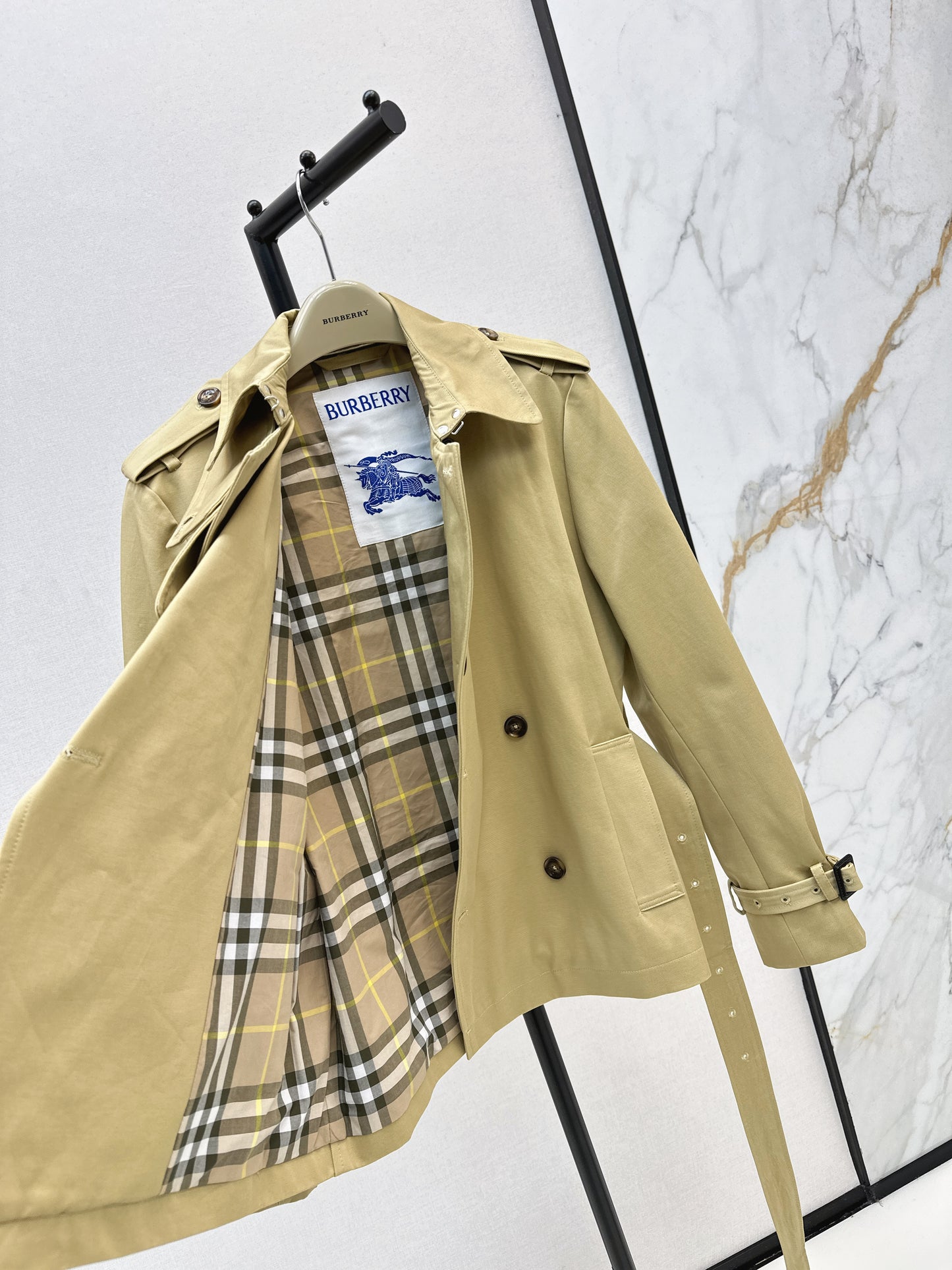 Bru 25 Classic mid-length trench jacket(BLACK/KHAKI)