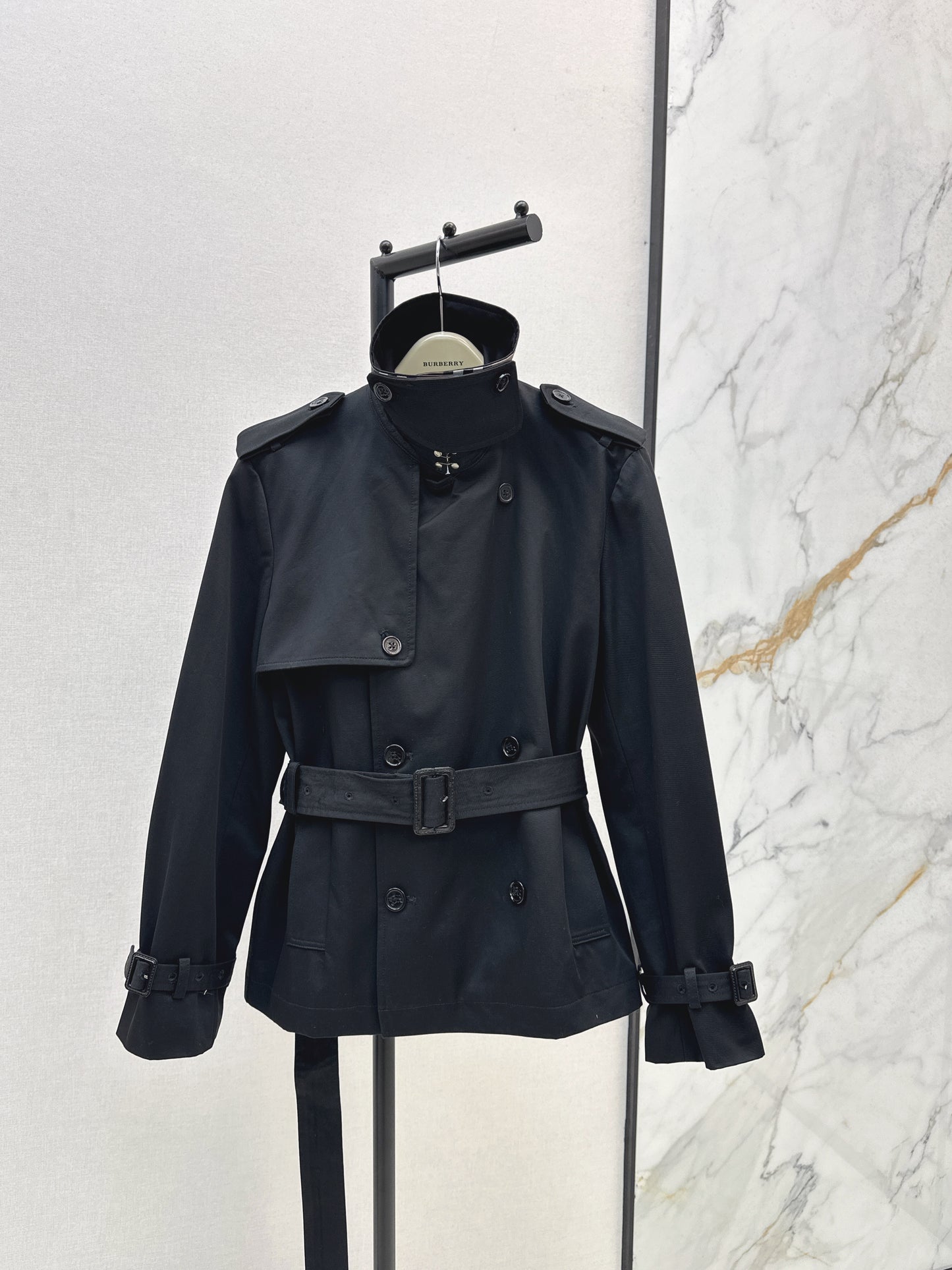 Bru 25 Classic mid-length trench jacket(BLACK/KHAKI)