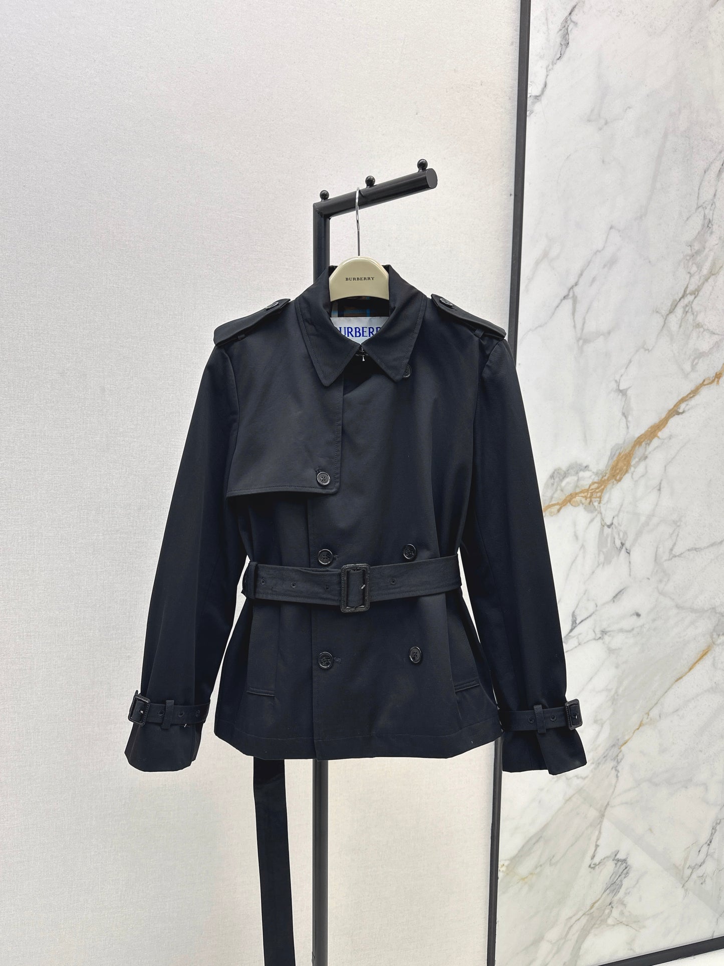 Bru 25 Classic mid-length trench jacket(BLACK/KHAKI)