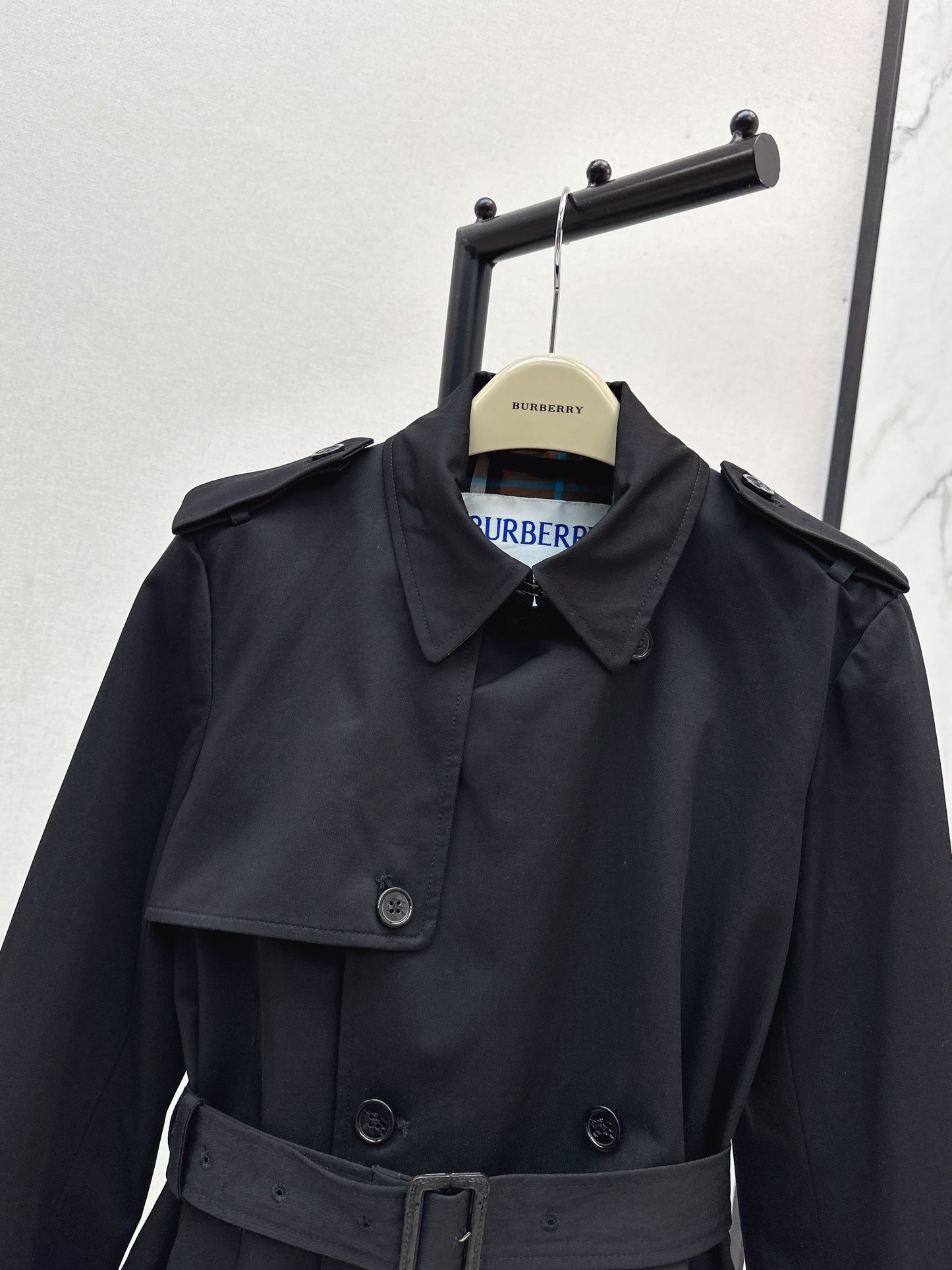 Bru 25 Classic mid-length trench jacket(BLACK/KHAKI)