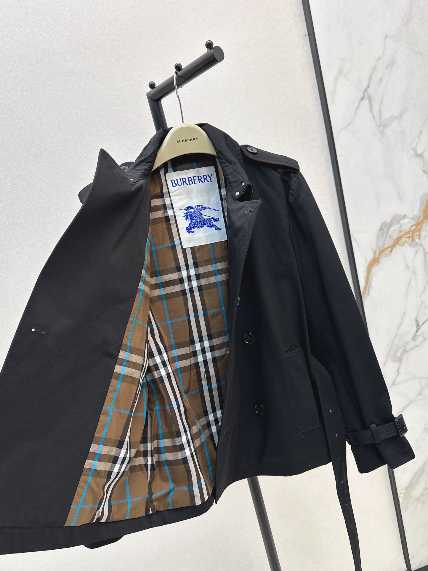 Bru 25 Classic mid-length trench jacket(BLACK/KHAKI)