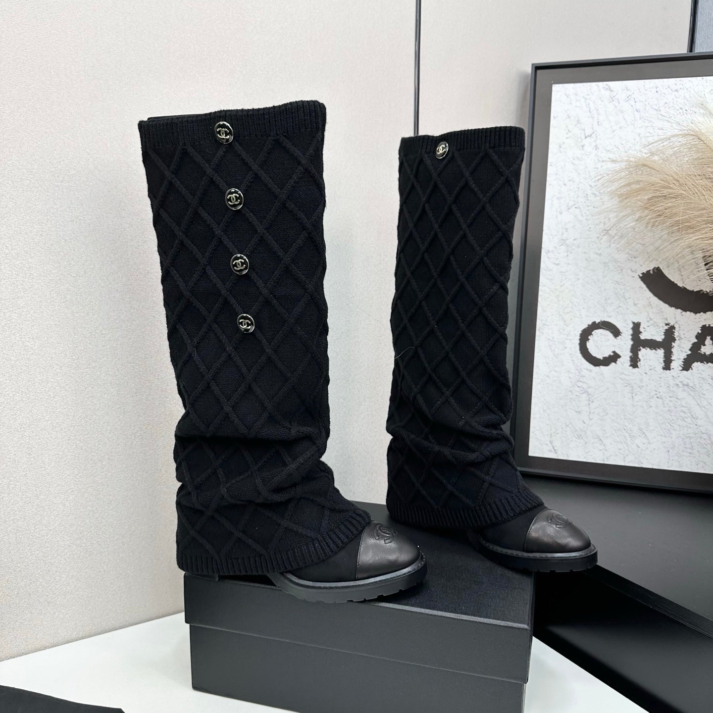 C 25 Knitted wool sheepskin boots(BLACK/BEIGI/BROWN)