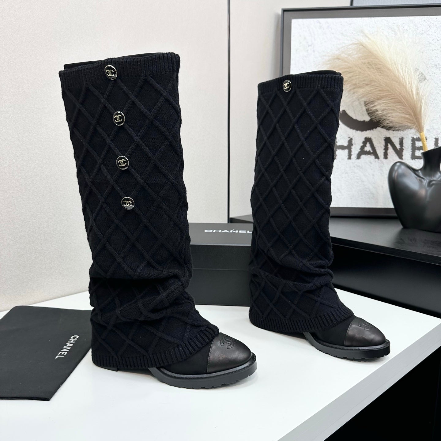 C 25 Knitted wool sheepskin boots(BLACK/BEIGI/BROWN)
