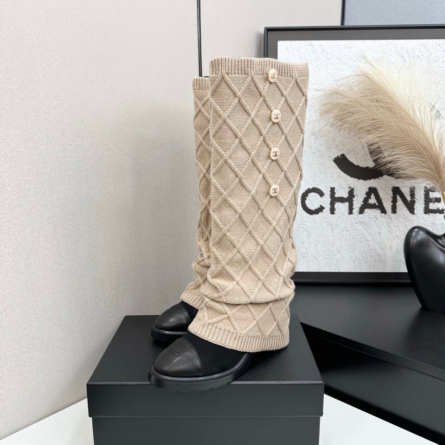 C 25 Knitted wool sheepskin boots(BLACK/BEIGI/BROWN)