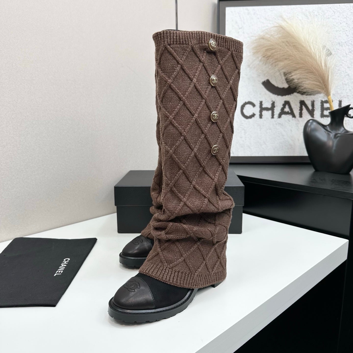 C 25 Knitted wool sheepskin boots(BLACK/BEIGI/BROWN)