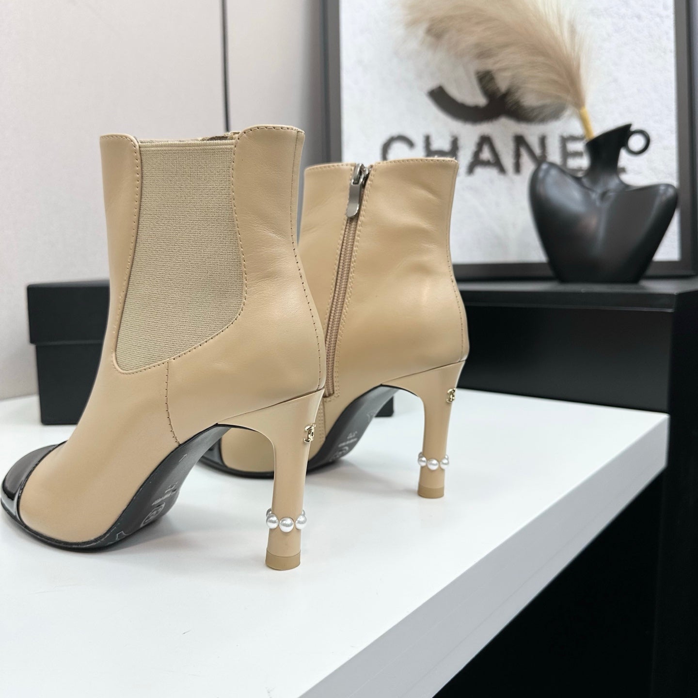 C 25 Pearl decoration, high heels and short boots(RED/BLACK/WINE RED)
