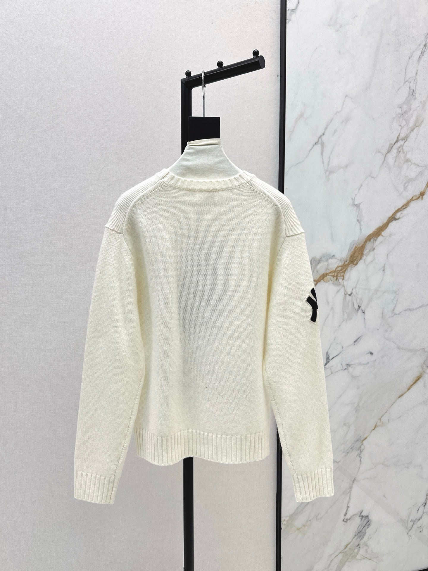 Ral 25 New joint baseball bear wool sweater(WHITE/NAVY)