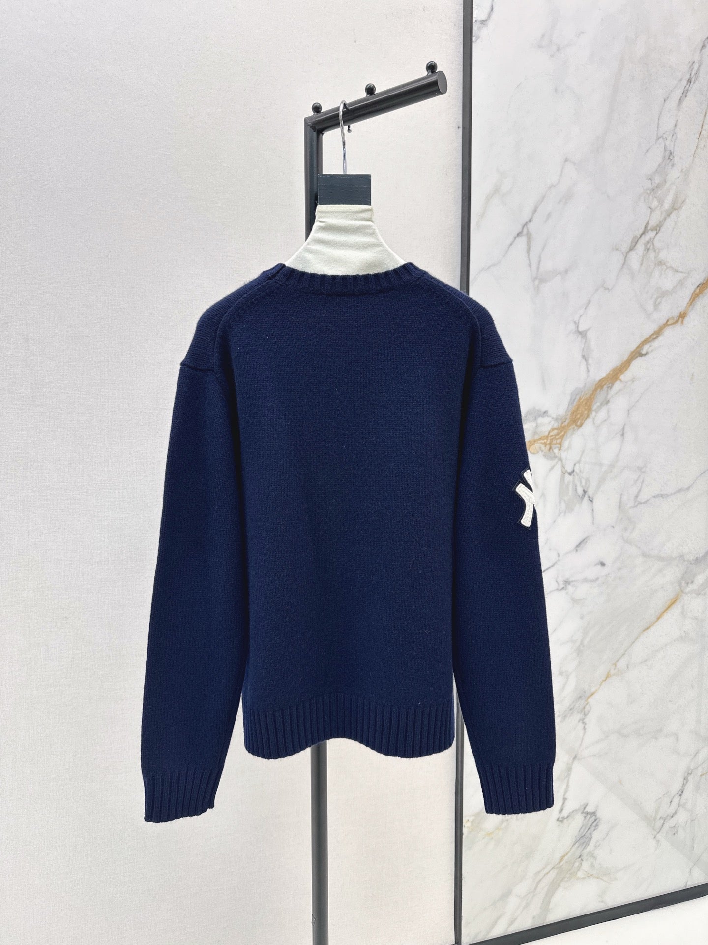 Ral 25 New joint baseball bear wool sweater(WHITE/NAVY)