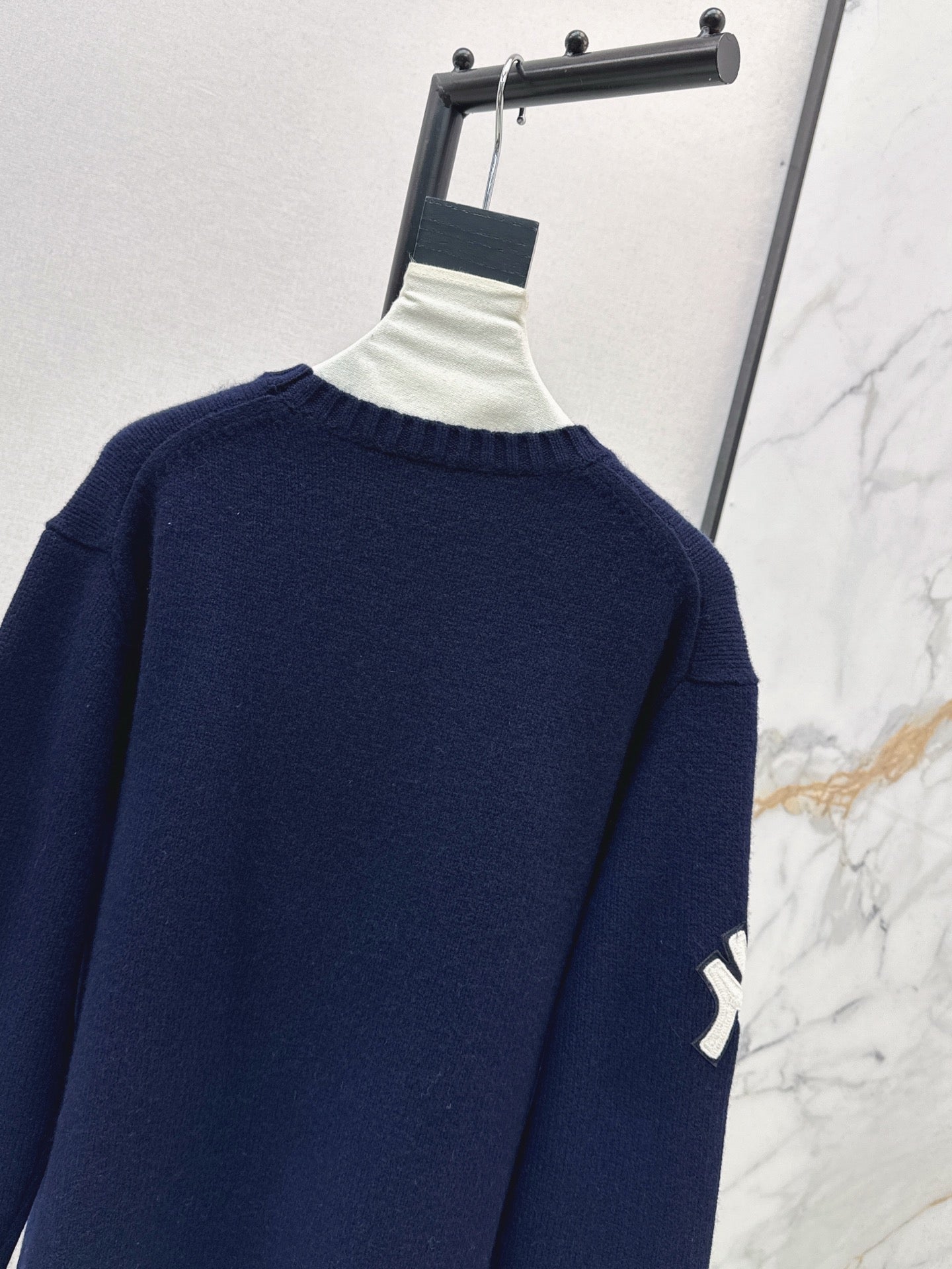 Ral 25 New joint baseball bear wool sweater(WHITE/NAVY)