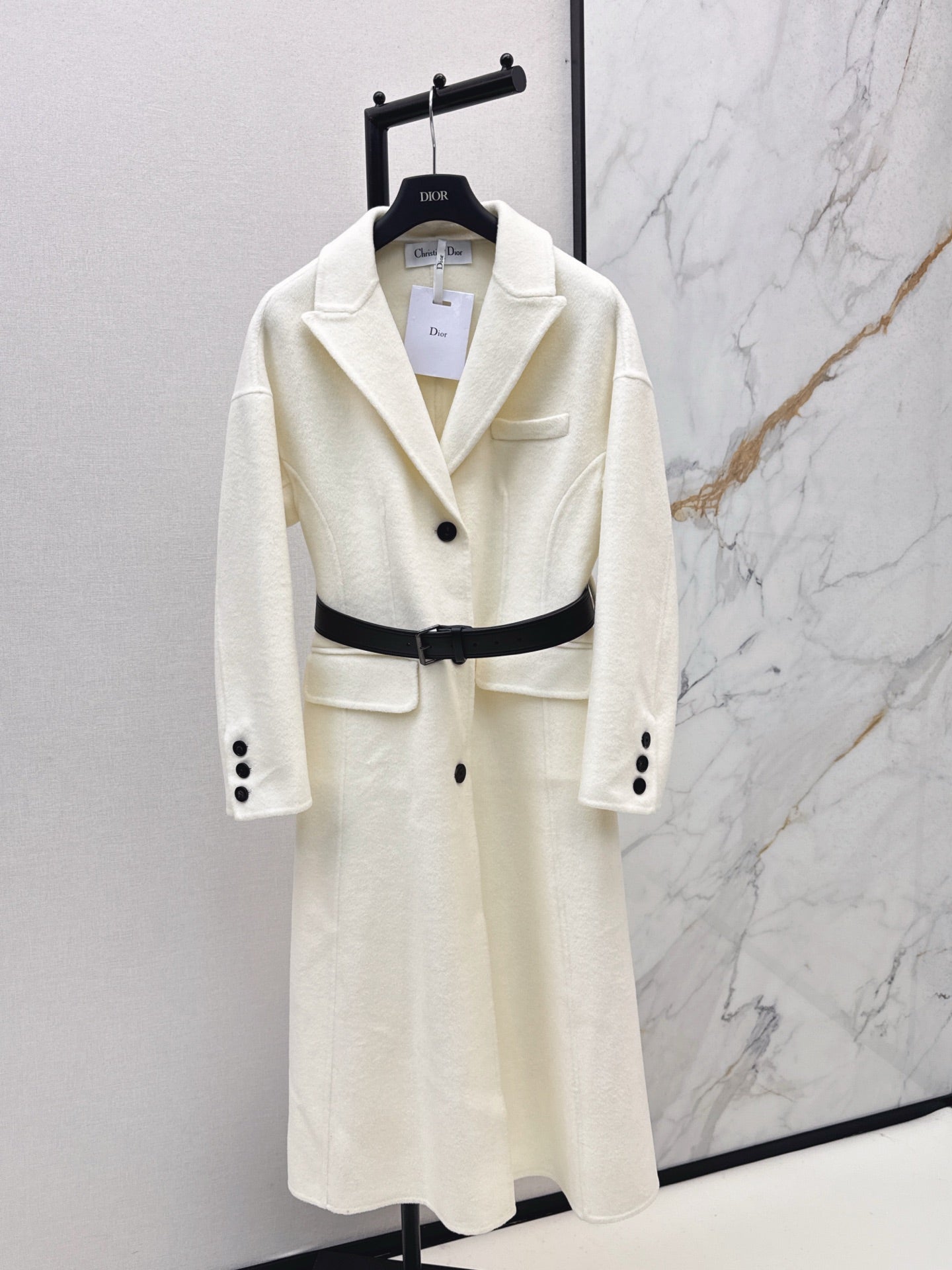Di 25 New detachable scarf wool cashmere coat(WHITE/BLACK/KHAKI)