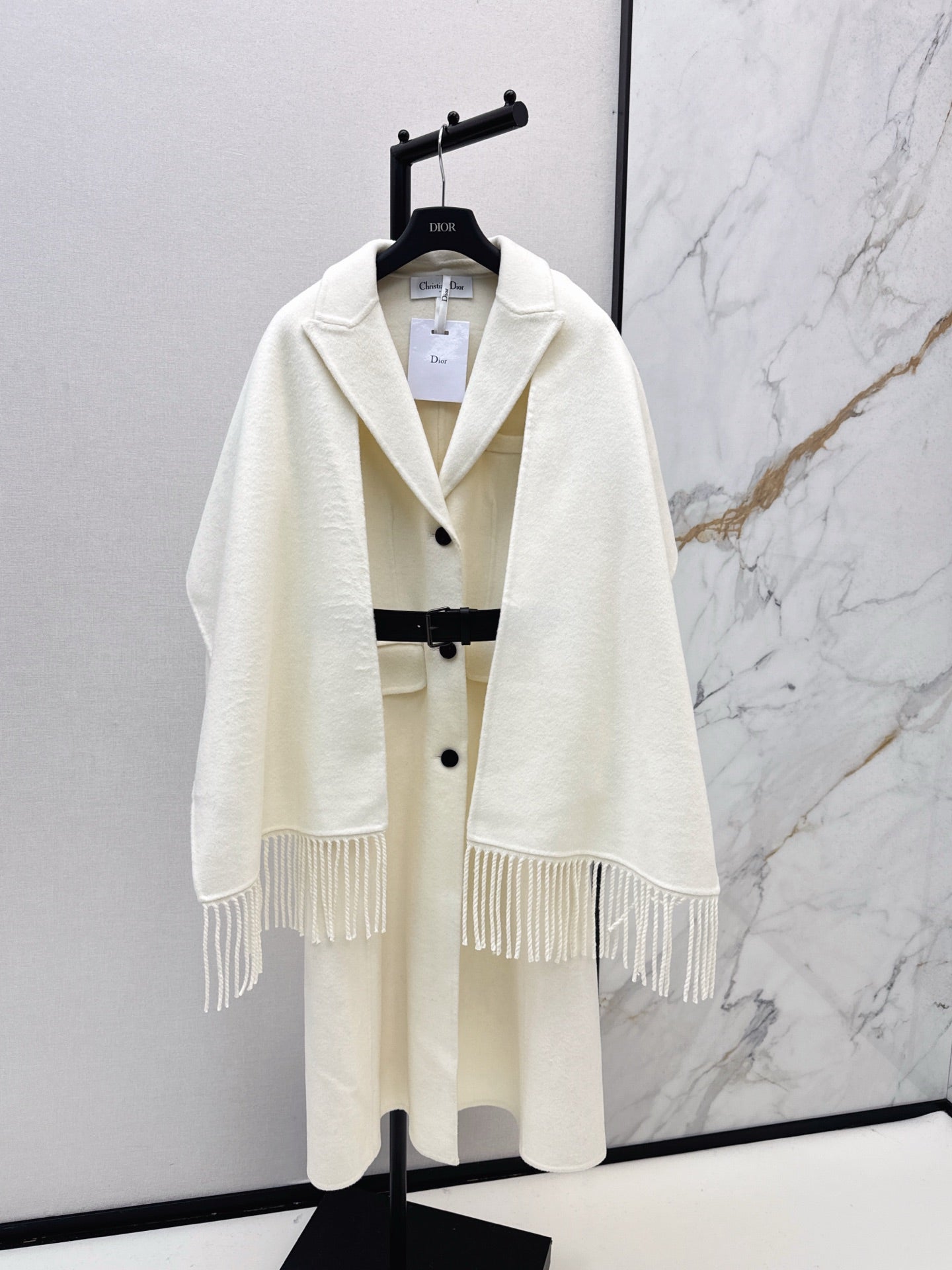 Di 25 New detachable scarf wool cashmere coat(WHITE/BLACK/KHAKI)
