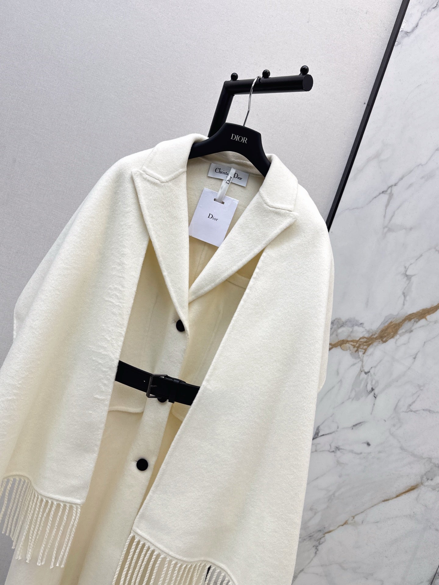 Di 25 New detachable scarf wool cashmere coat(WHITE/BLACK/KHAKI)