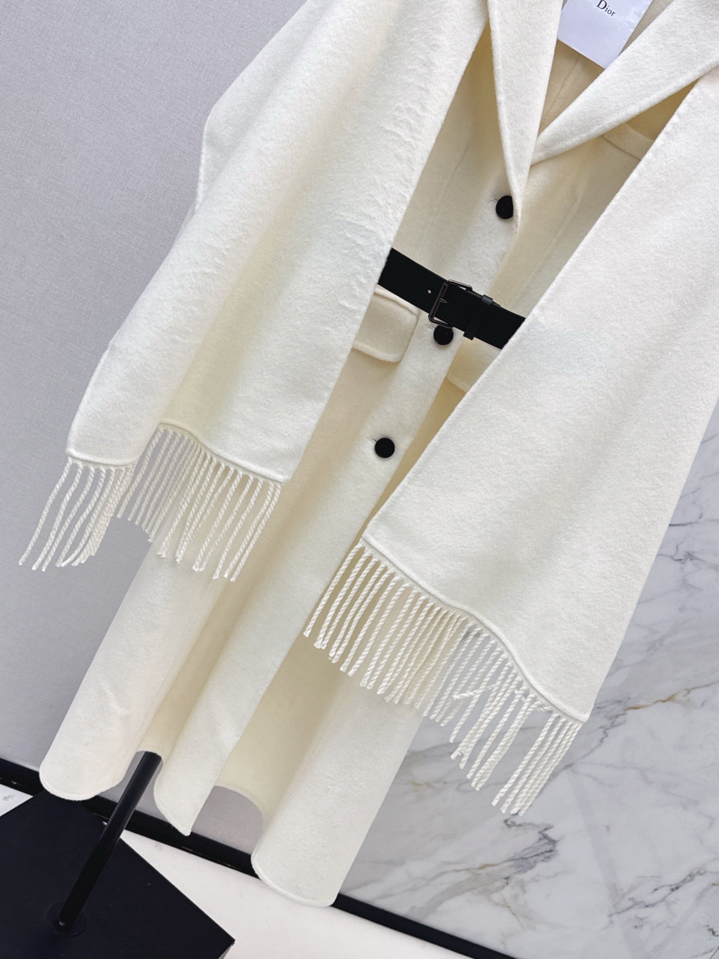 Di 25 New detachable scarf wool cashmere coat(WHITE/BLACK/KHAKI)