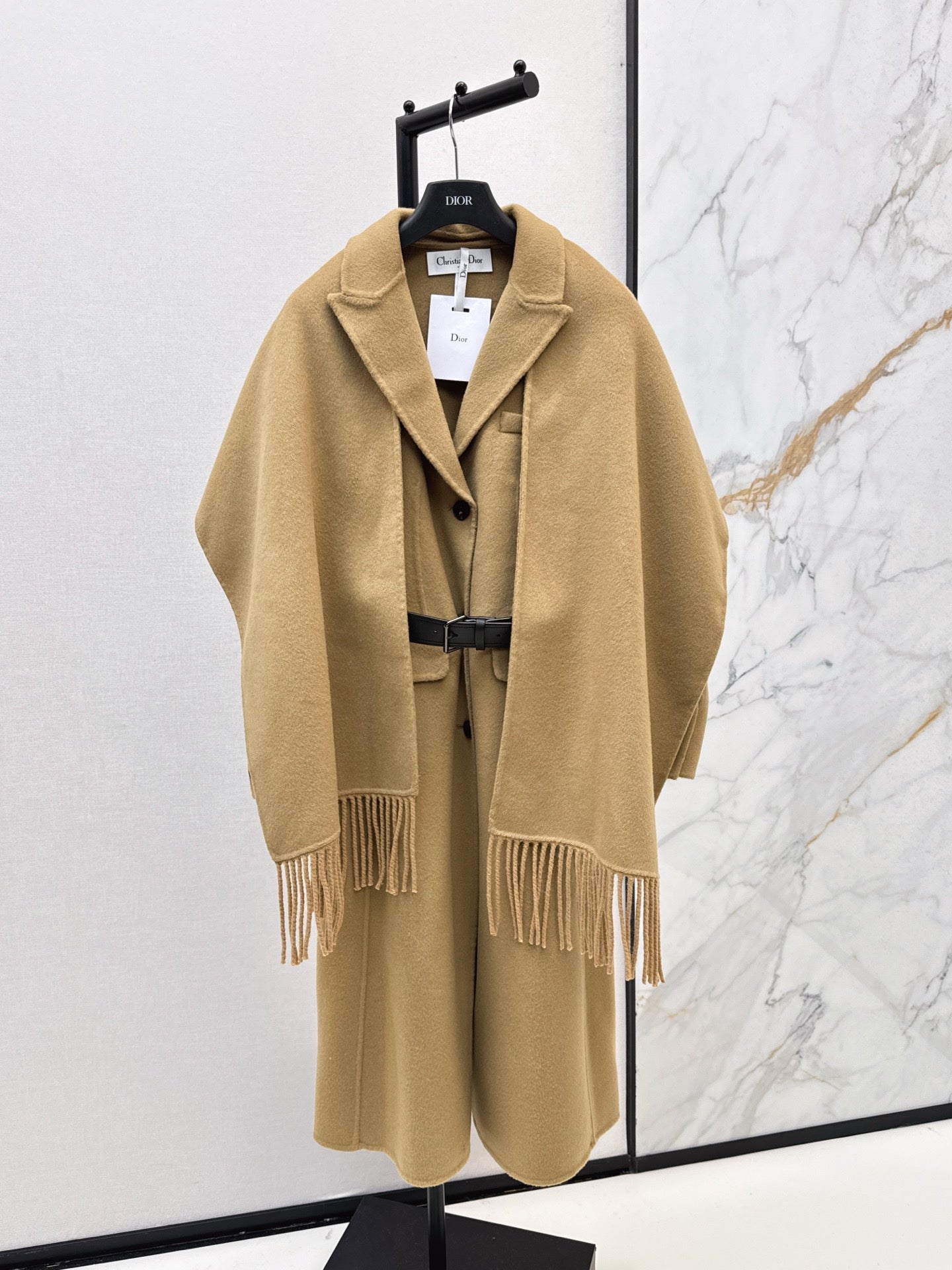 Di 25 New detachable scarf wool cashmere coat(WHITE/BLACK/KHAKI)