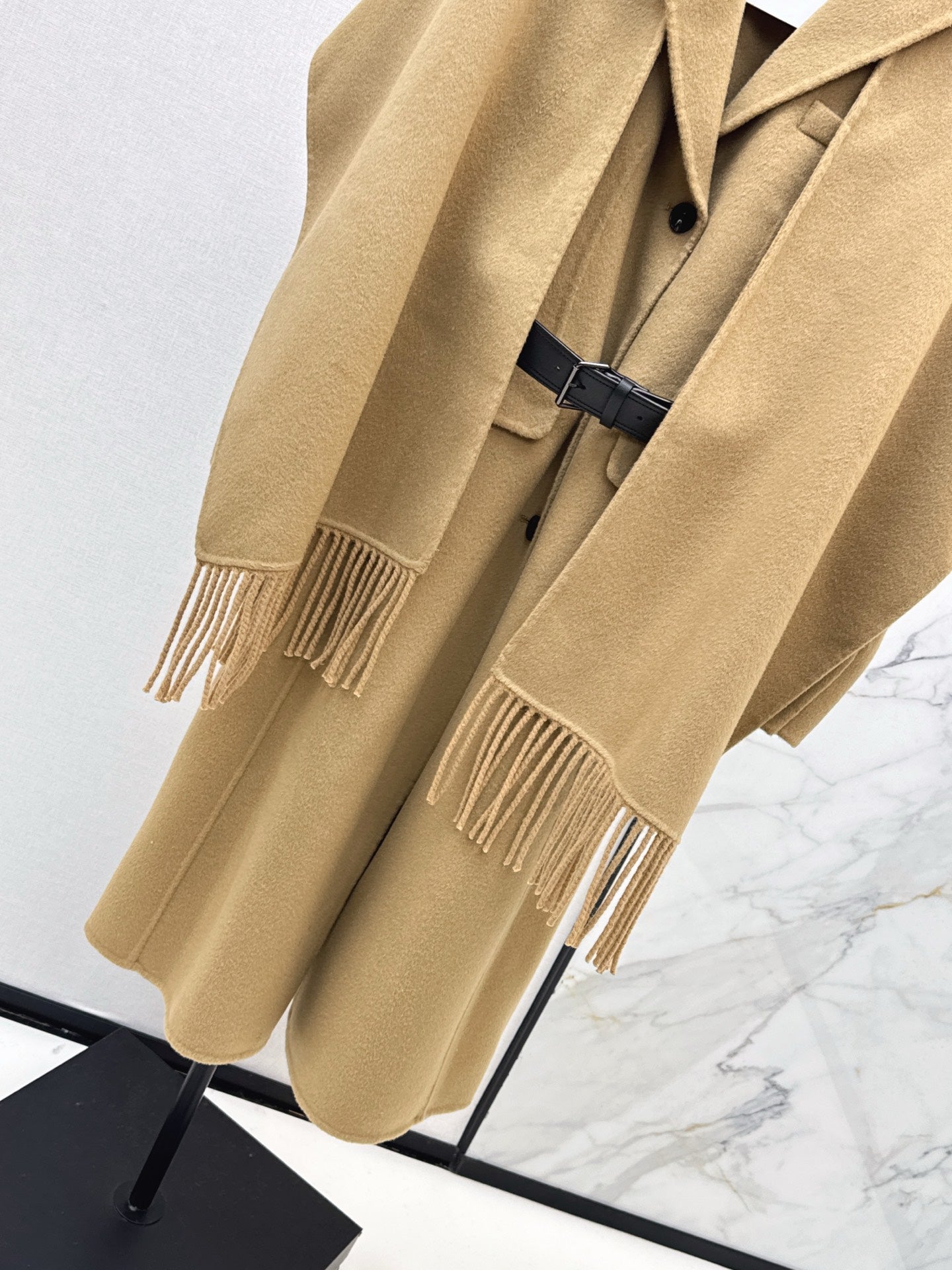 Di 25 New detachable scarf wool cashmere coat(WHITE/BLACK/KHAKI)