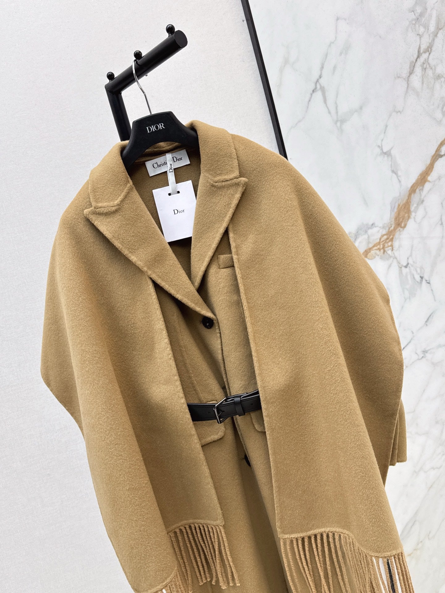 Di 25 New detachable scarf wool cashmere coat(WHITE/BLACK/KHAKI)