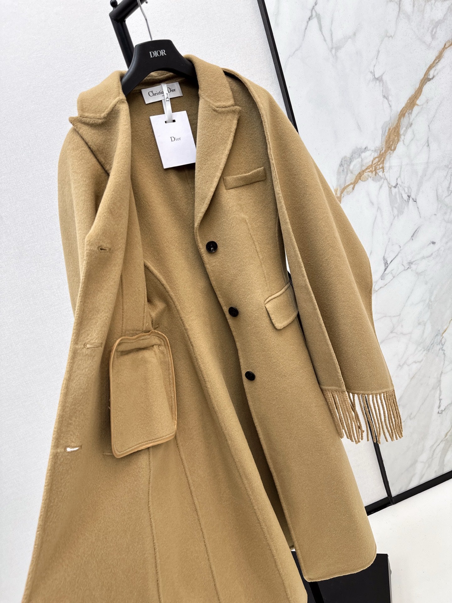 Di 25 New detachable scarf wool cashmere coat(WHITE/BLACK/KHAKI)