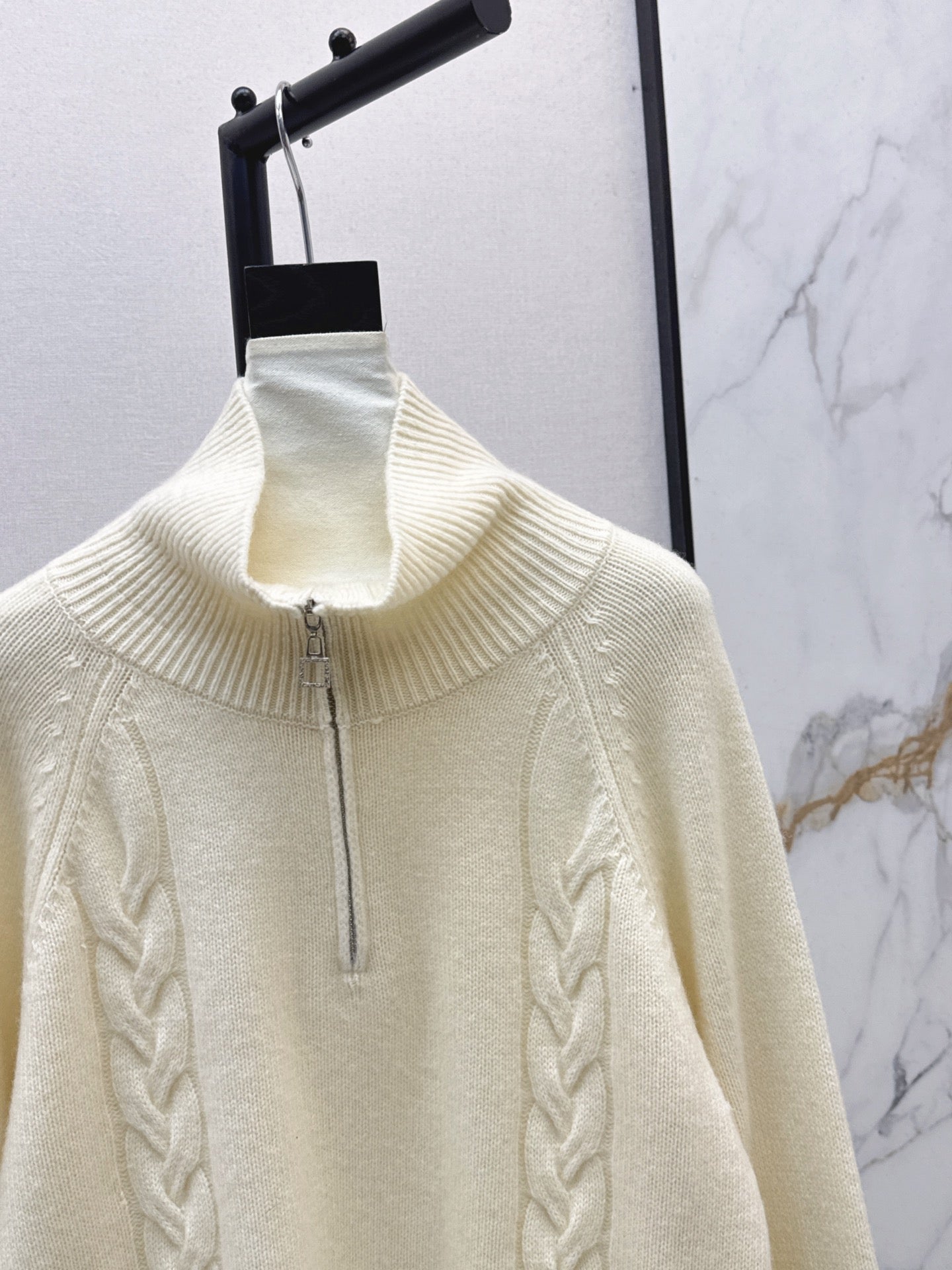 Lor 25 New style cable-knit half-open wool sweater(BEIGI/BORWN/GRAY)
