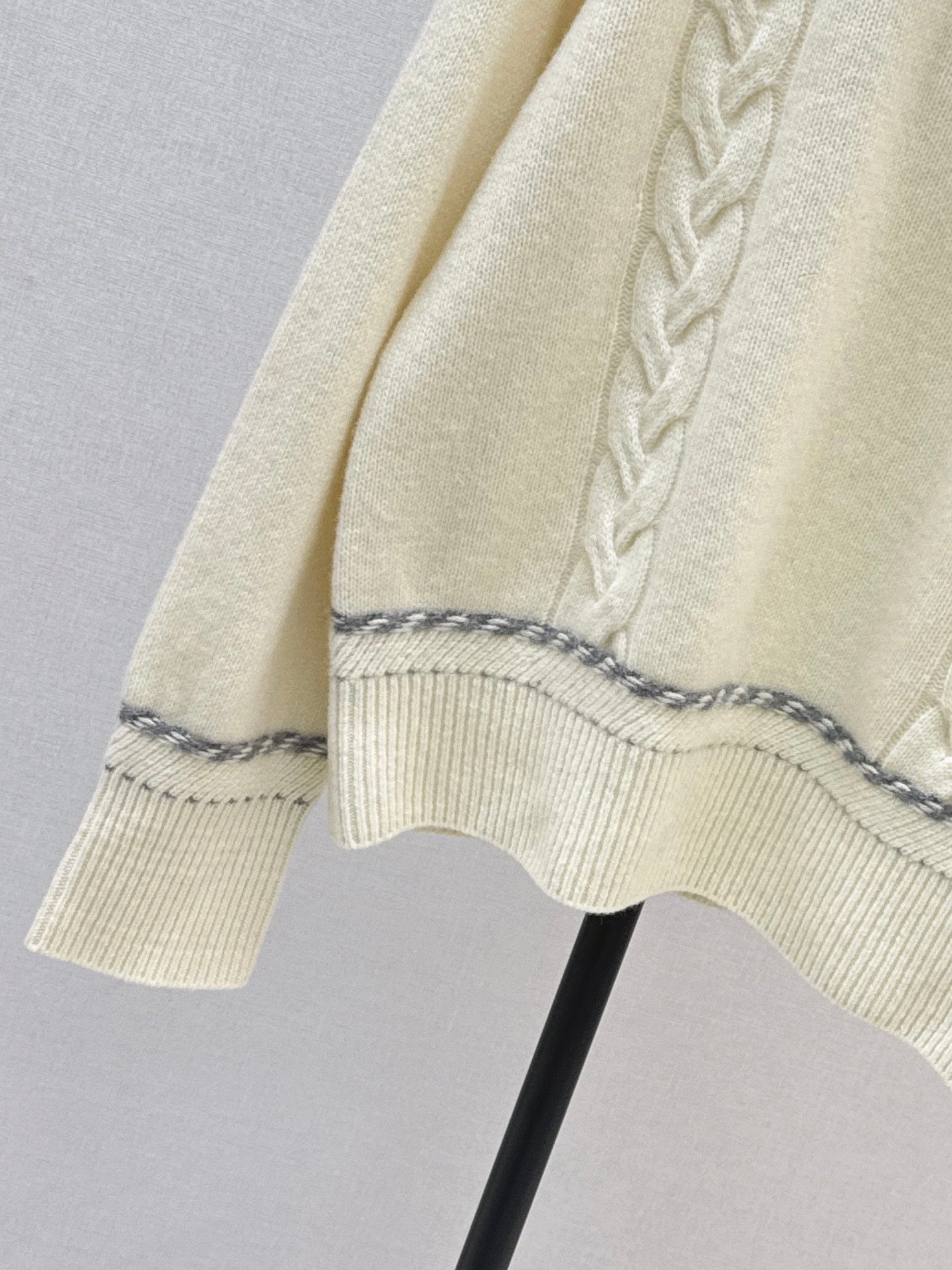Lor 25 New style cable-knit half-open wool sweater(BEIGI/BORWN/GRAY)