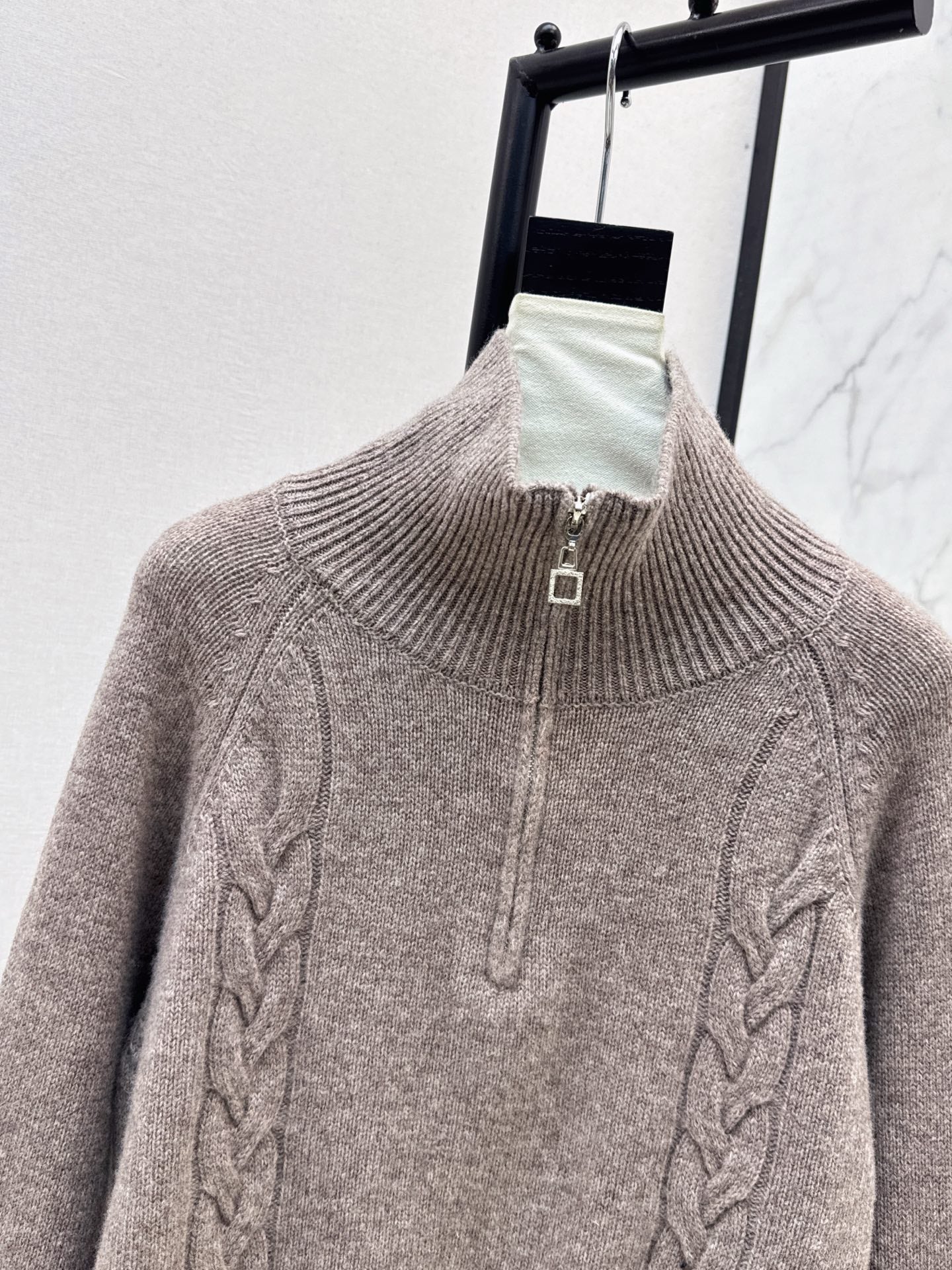 Lor 25 New style cable-knit half-open wool sweater(BEIGI/BORWN/GRAY)