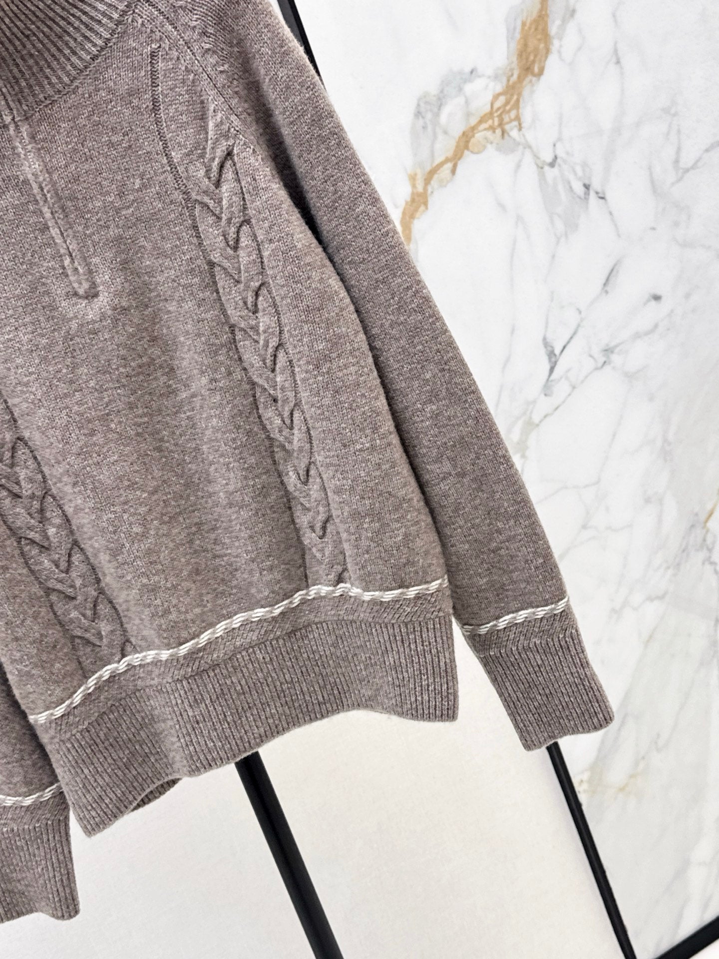 Lor 25 New style cable-knit half-open wool sweater(BEIGI/BORWN/GRAY)