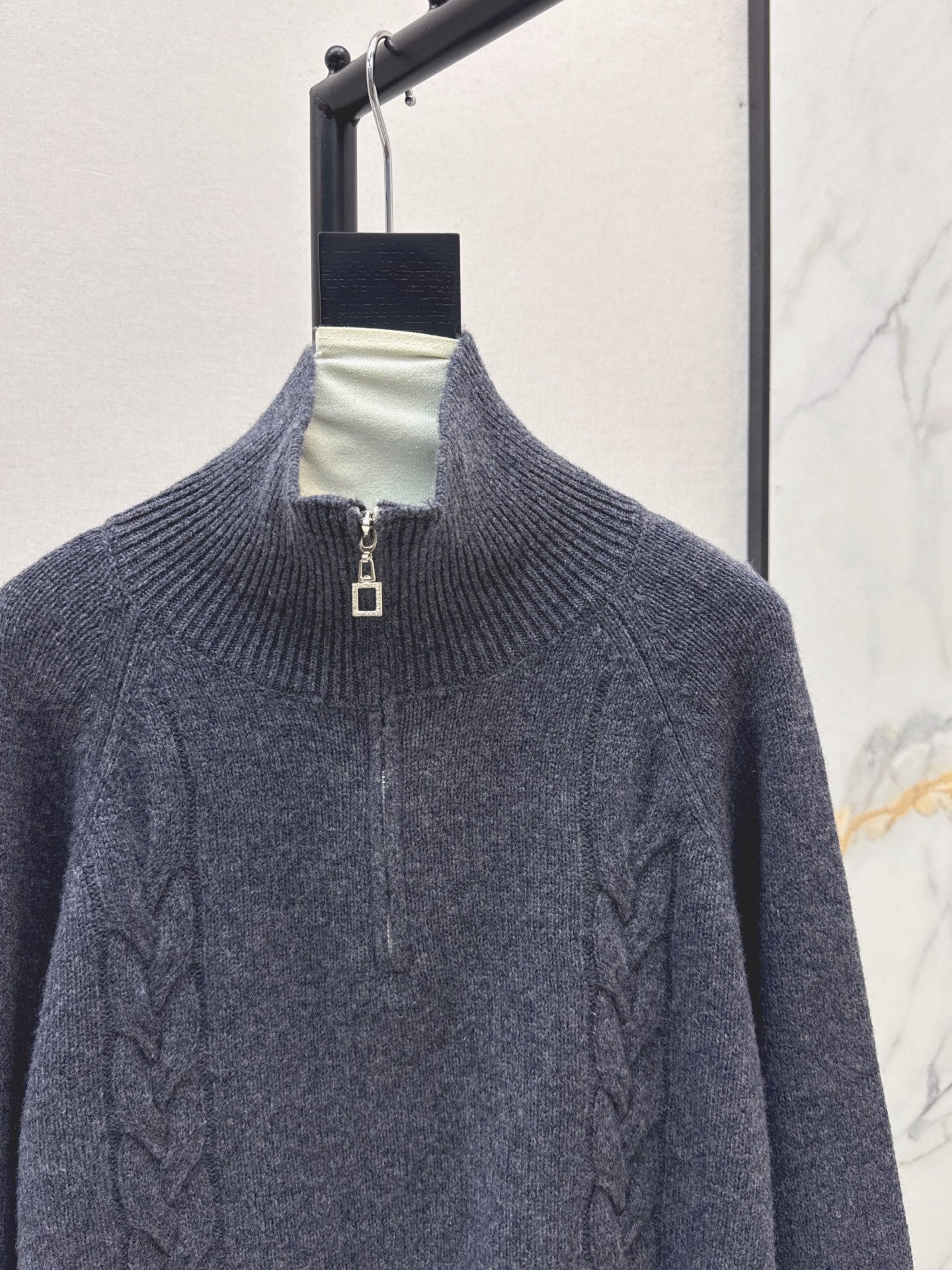 Lor 25 New style cable-knit half-open wool sweater(BEIGI/BORWN/GRAY)