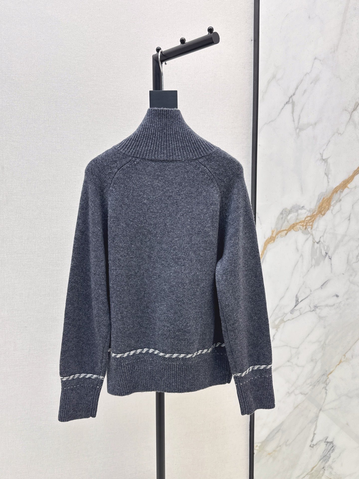 Lor 25 New style cable-knit half-open wool sweater(BEIGI/BORWN/GRAY)