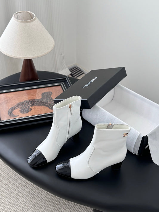 C 25K new mid-cut high-heeled boots(WHITE/BLACK/KHAKI)