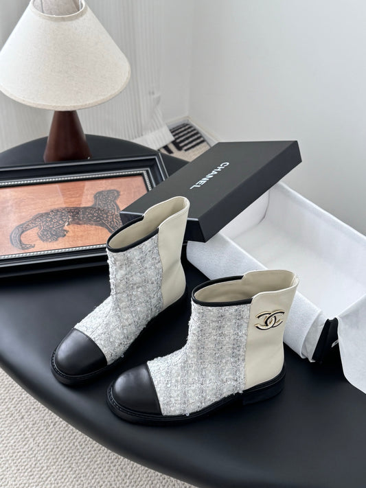 C 25K new sequined ankle boots(WHITE/BLACK/KHAKI)