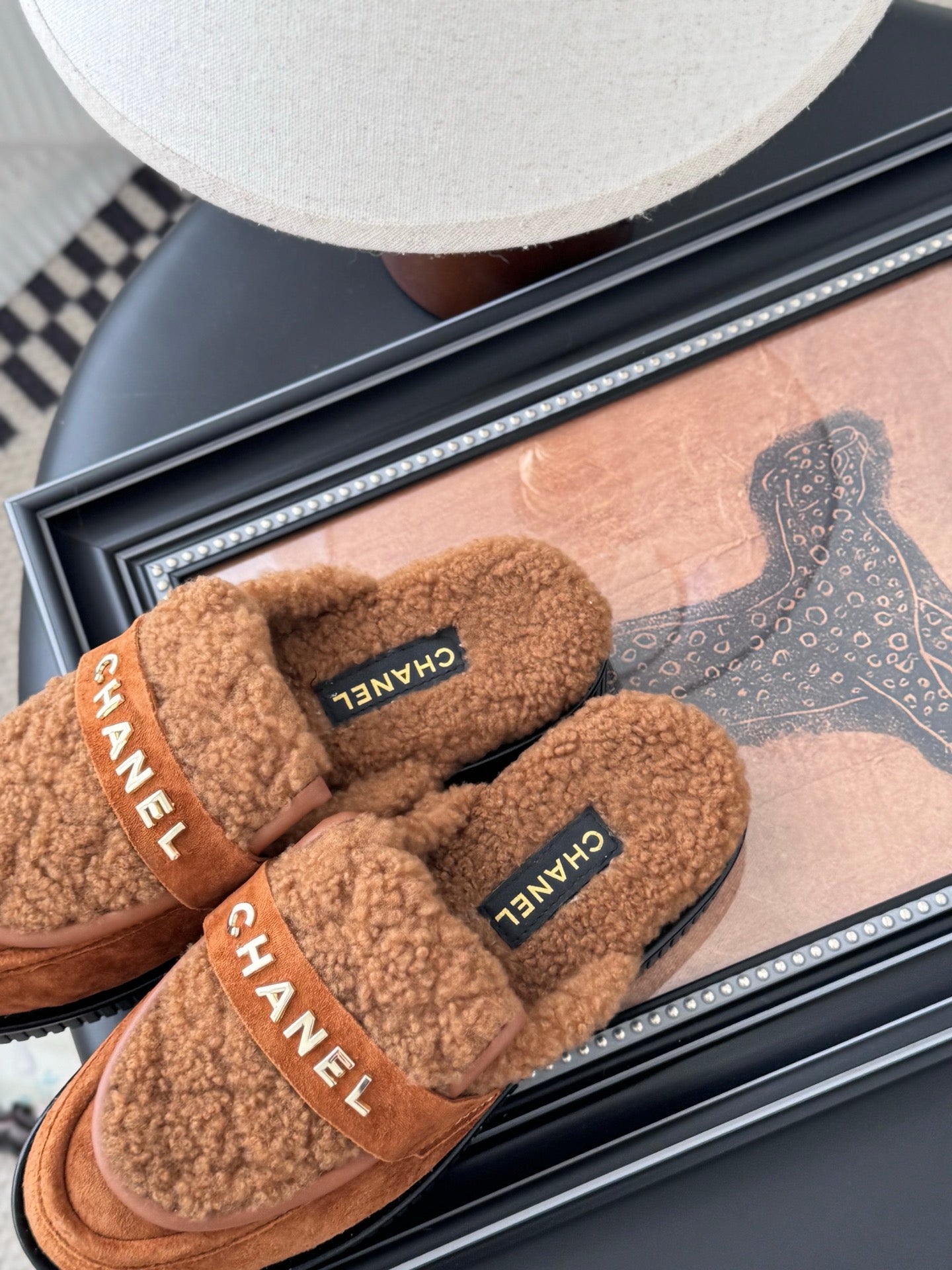 C 25K New furry half slippers(BROWN/BLACK/KHAKI)