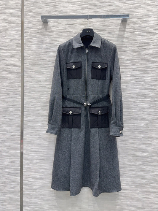 Di 25fw New Multi-Pocket Wool Dress(KAHKI/GRAY)