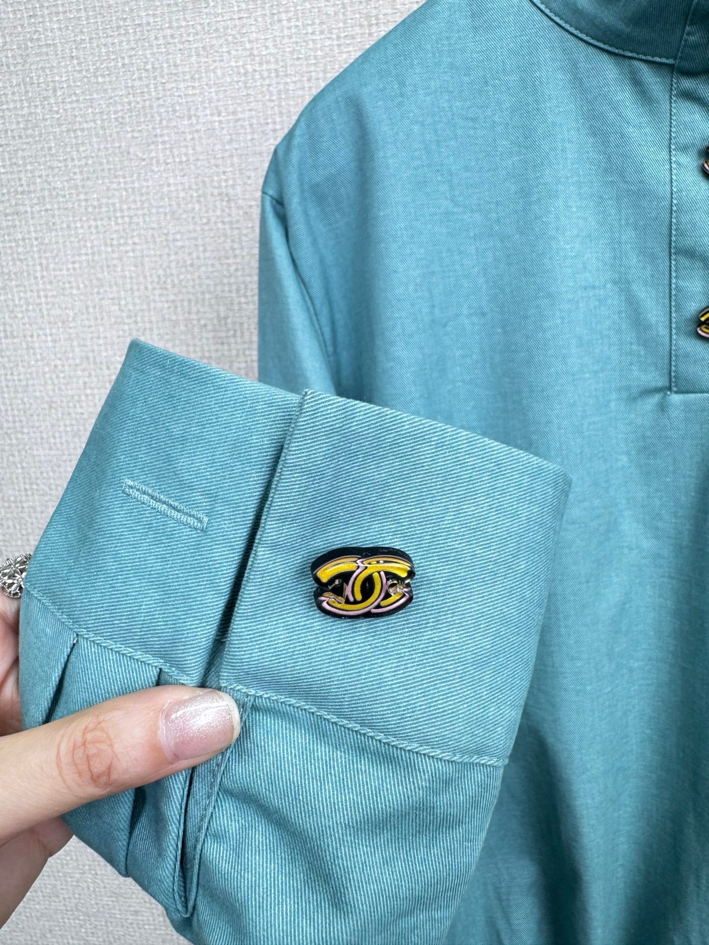 C 25 New vintage collection high collar waist shirt(BLUE/GRAY)