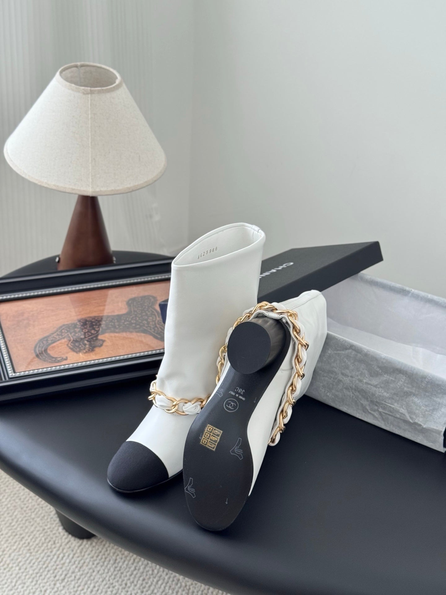 C 25K New chain mid-cut knight boots(KHAKI/WHITE)