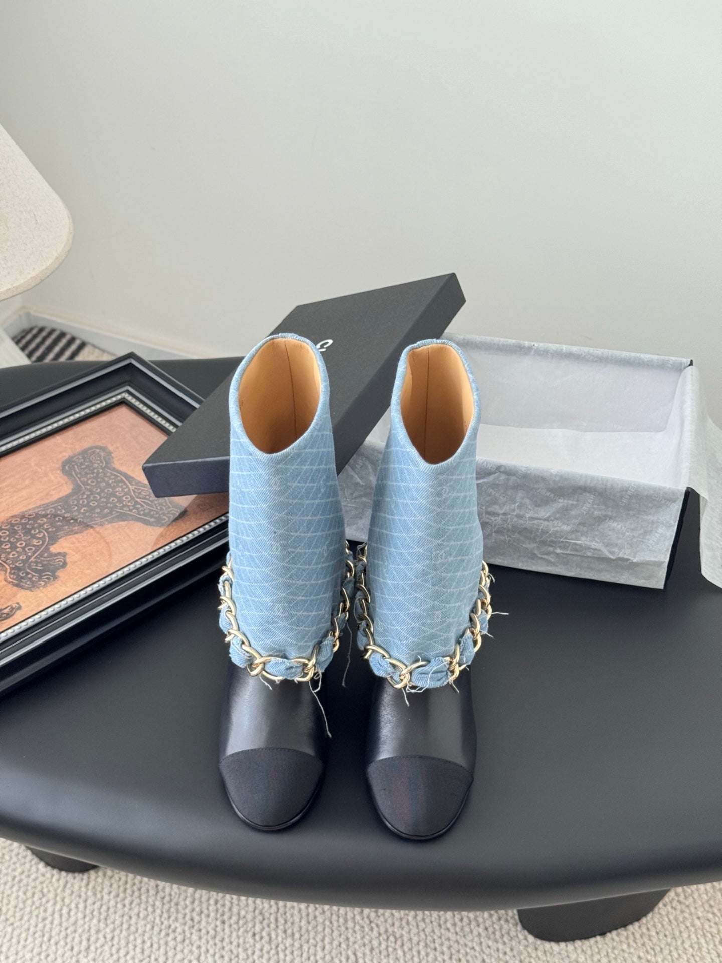 C 25K New chain mid-cut knight boots(BLUE/DARK BLUE)