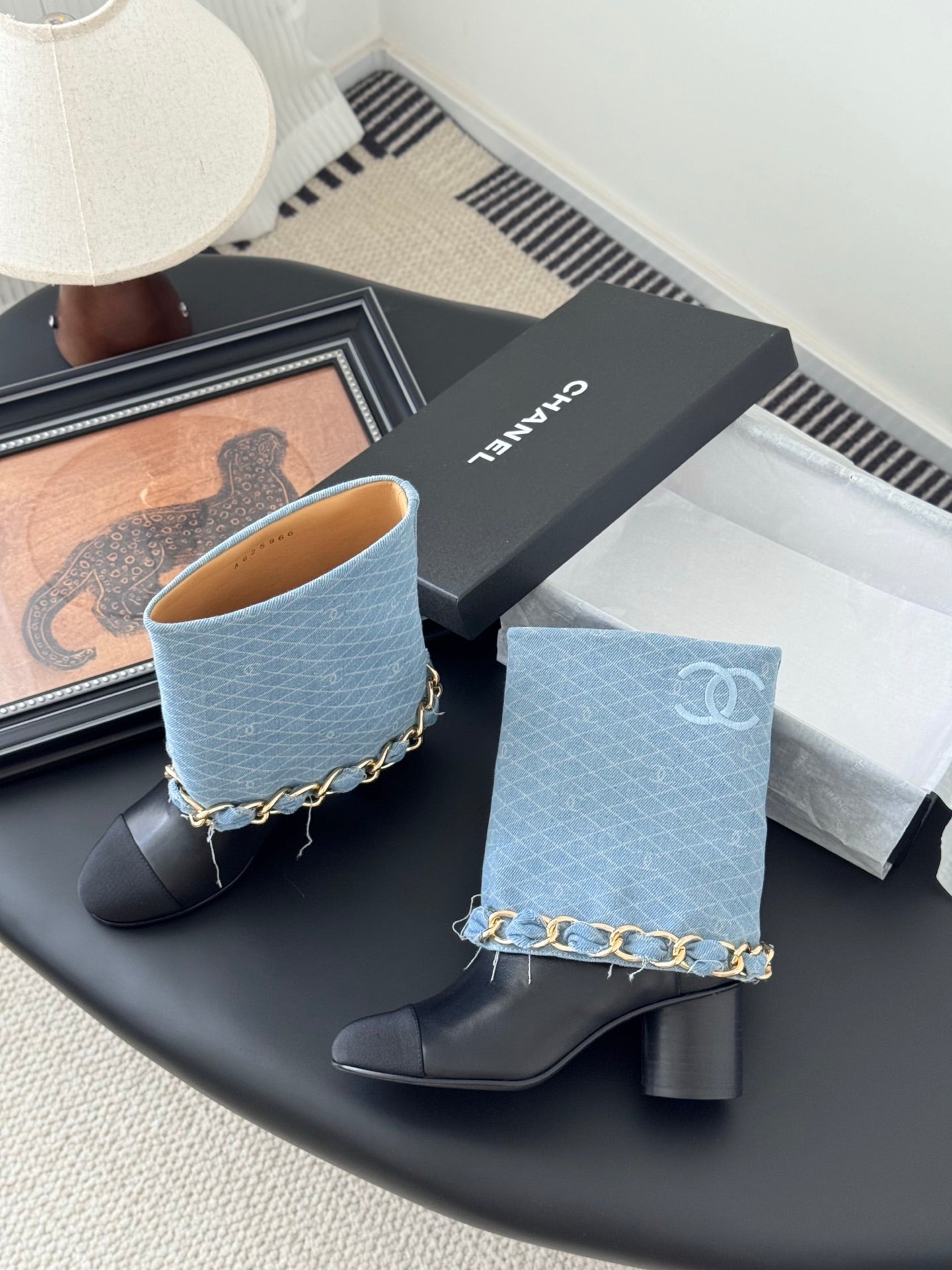 C 25K New chain mid-cut knight boots(BLUE/DARK BLUE)