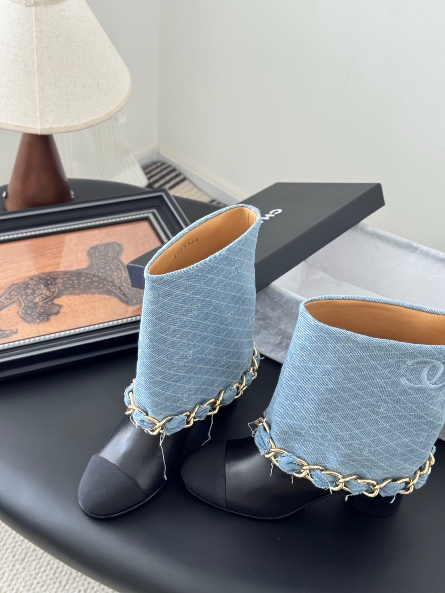 C 25K New chain mid-cut knight boots(BLUE/DARK BLUE)