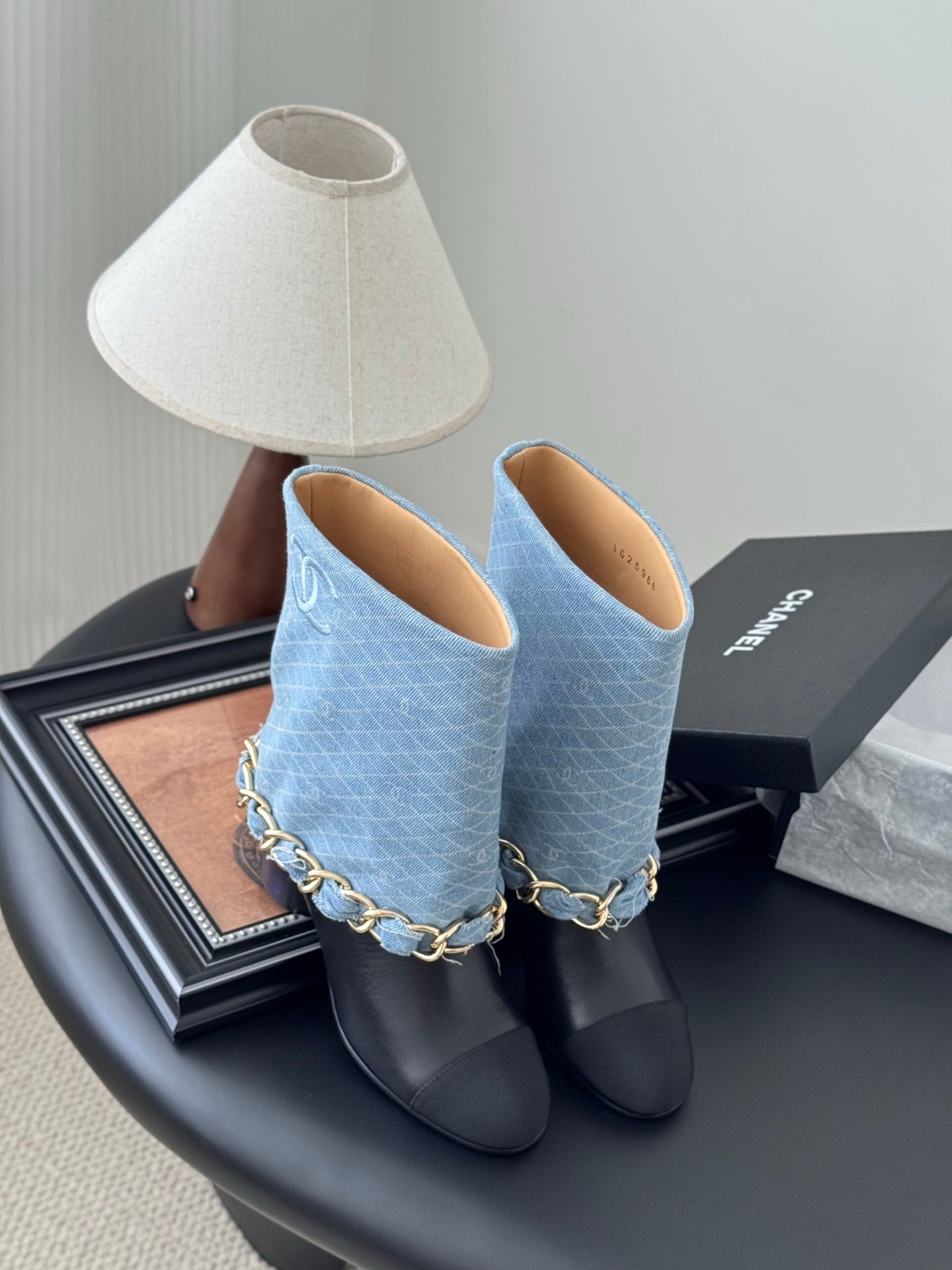 C 25K New chain mid-cut knight boots(BLUE/DARK BLUE)