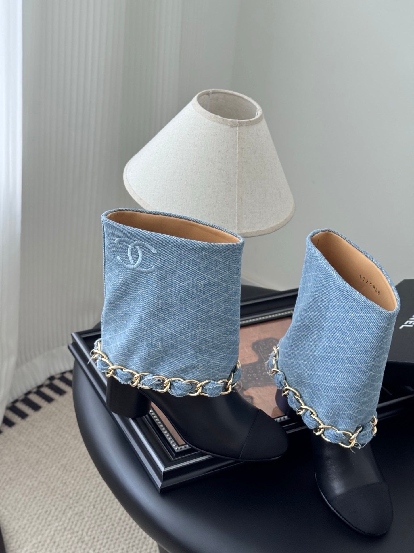 C 25K New chain mid-cut knight boots(BLUE/DARK BLUE)