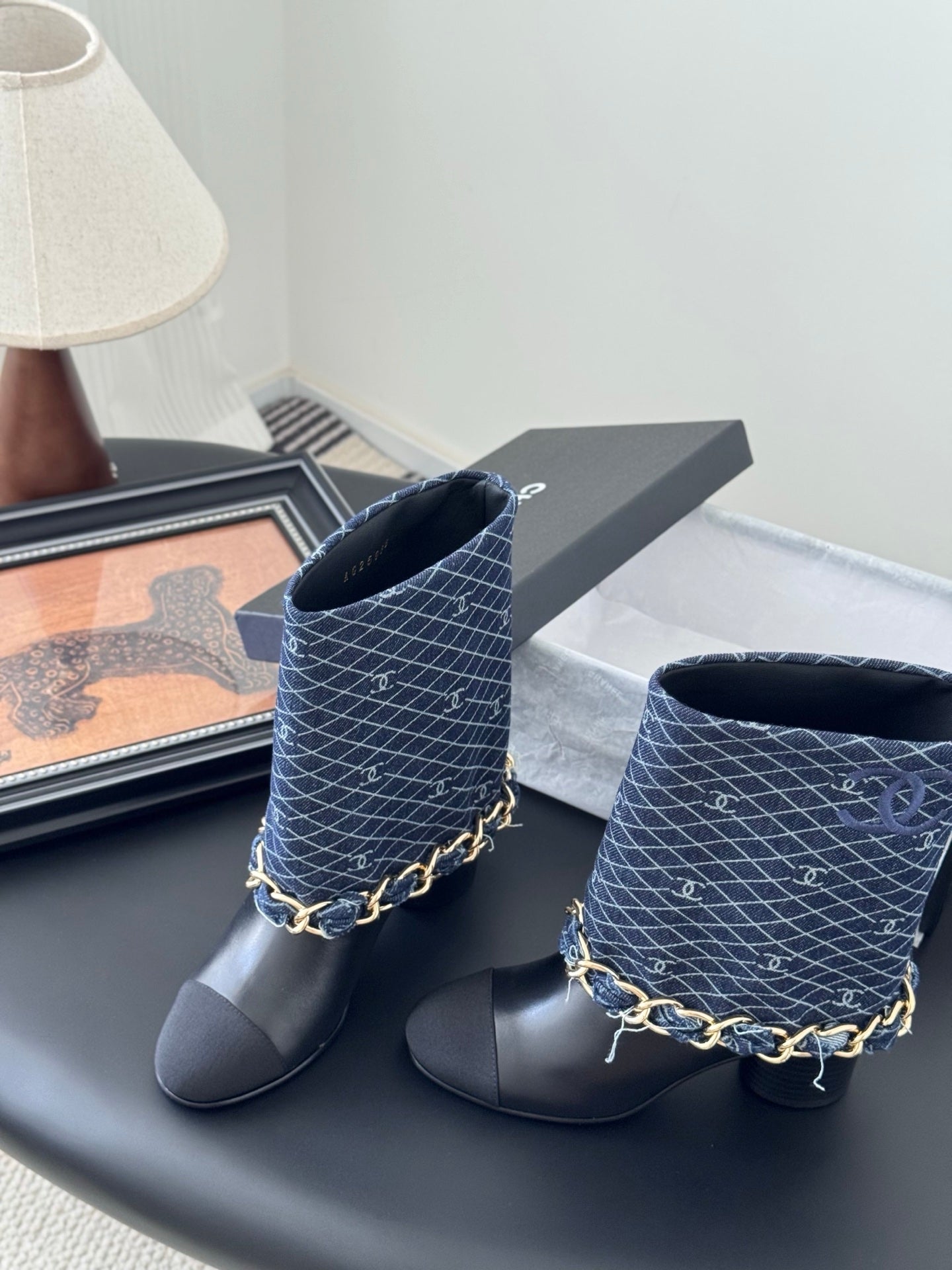 C 25K New chain mid-cut knight boots(BLUE/DARK BLUE)