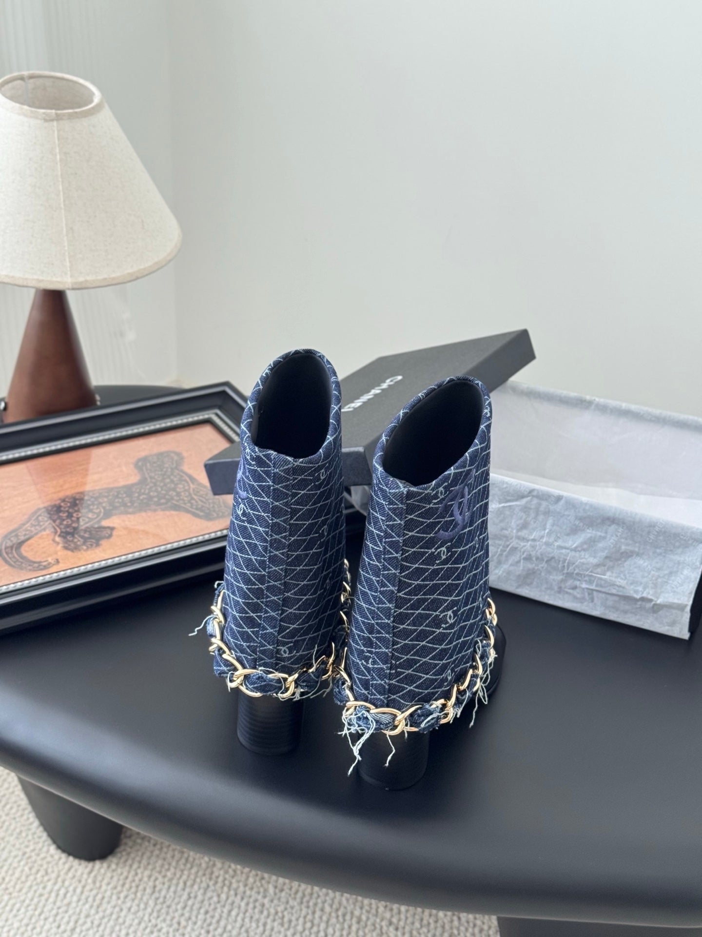 C 25K New chain mid-cut knight boots(BLUE/DARK BLUE)