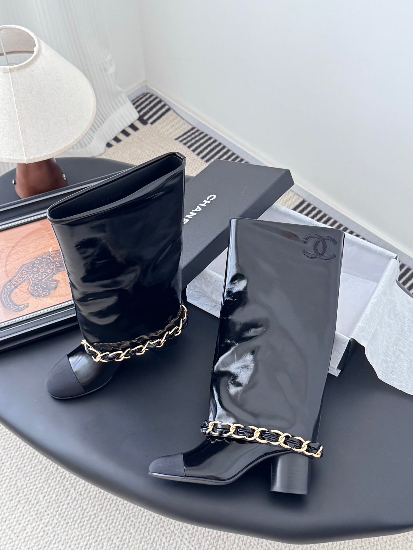 C 25K New Chain Boots(Black/Glossy Black)