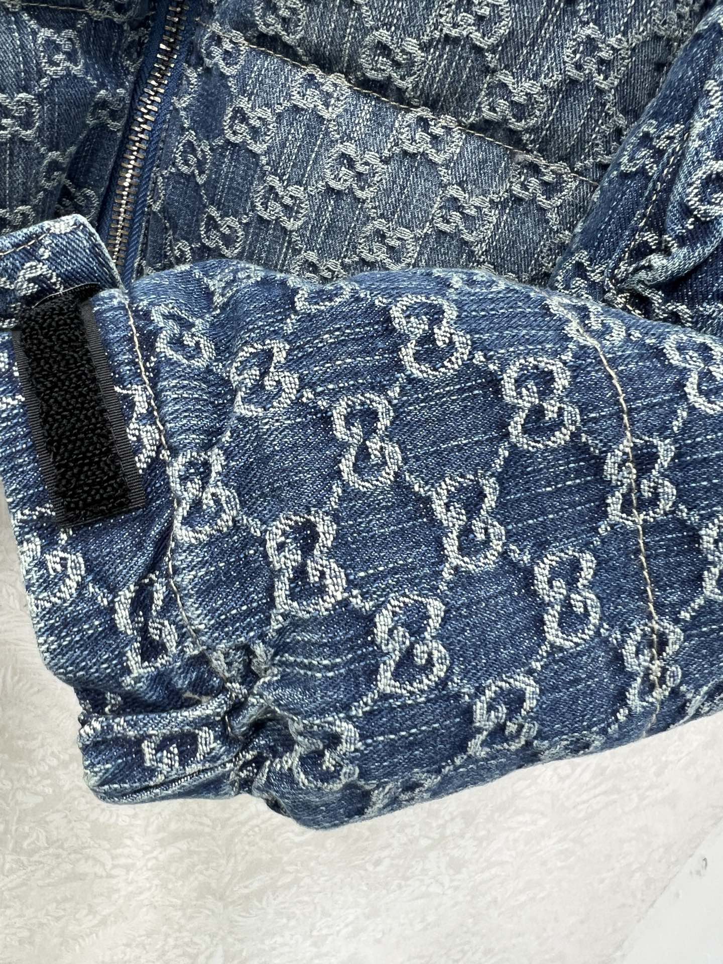 Gu 25 New LOGO jacquard denim down jacket