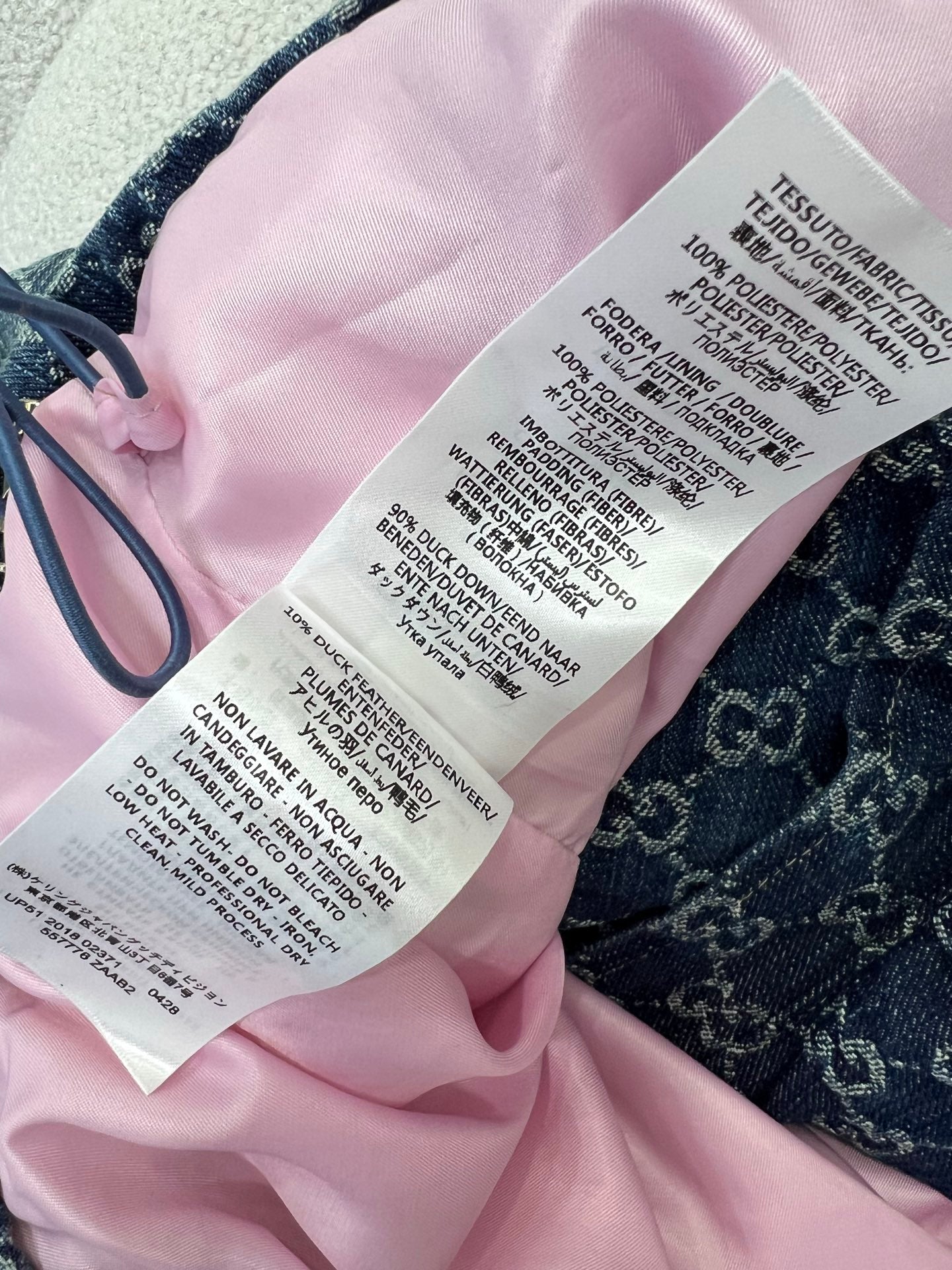 Gu 25 New LOGO jacquard denim down jacket