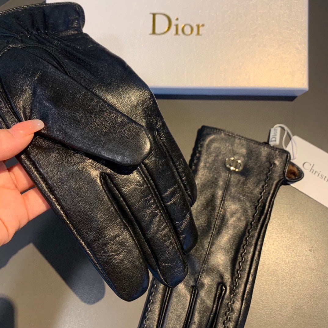 Di 25 Simple logo sheepskin gloves